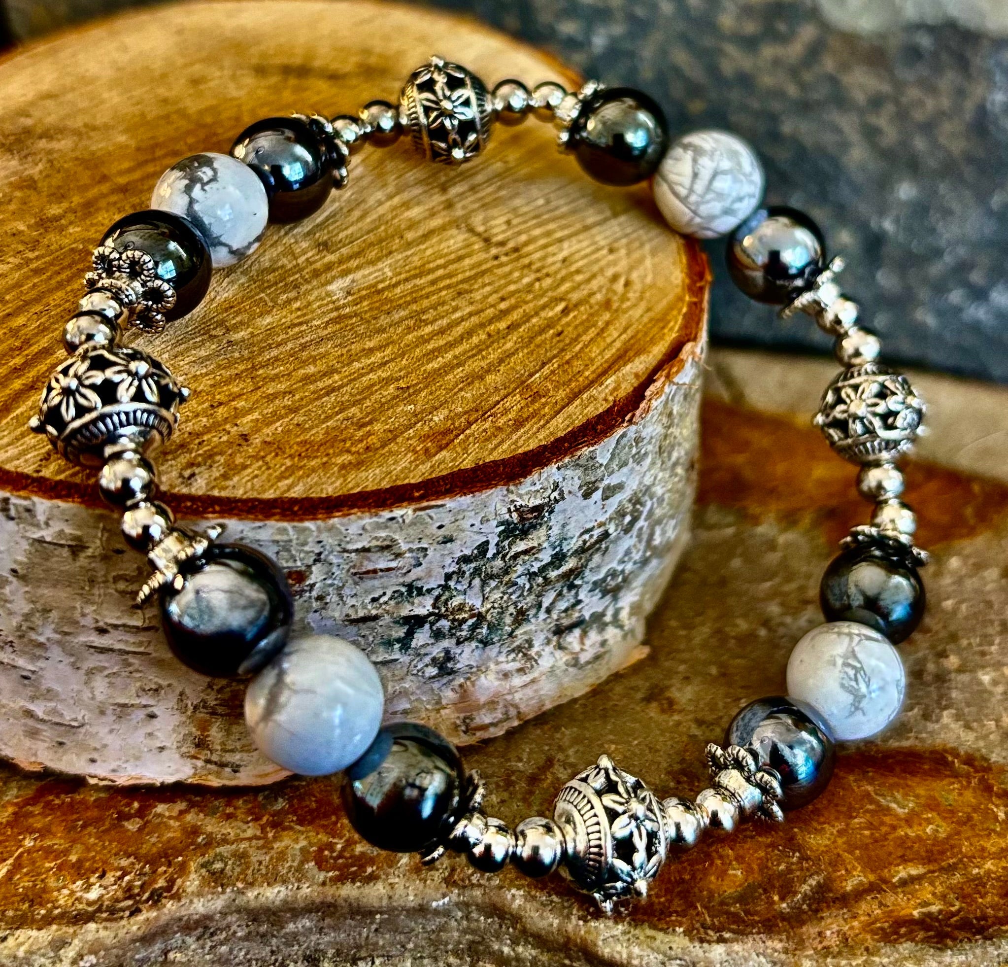 Calm & Comfort Pain Relief Bracelet – Howlite, Hematite & Terahertz | | Wiccan Center