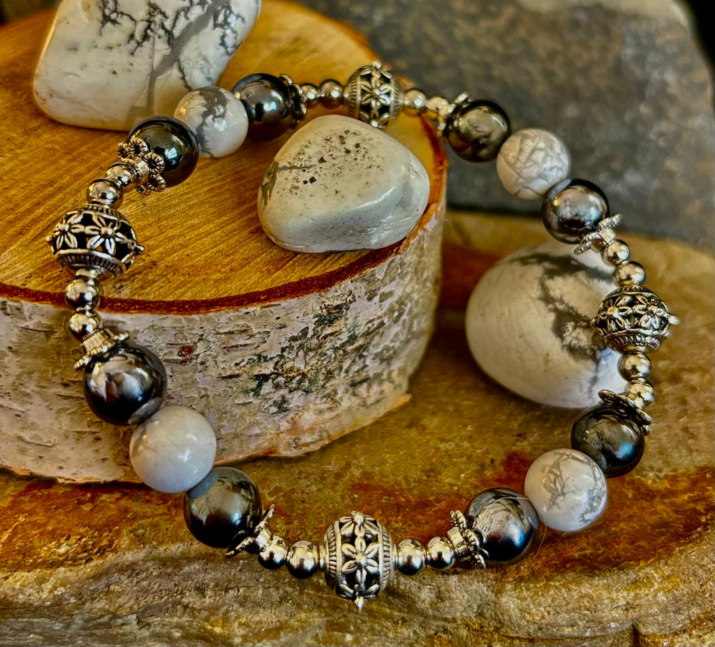 Calm & Comfort Pain Relief Bracelet – Howlite, Hematite & Terahertz | | Wiccan Center