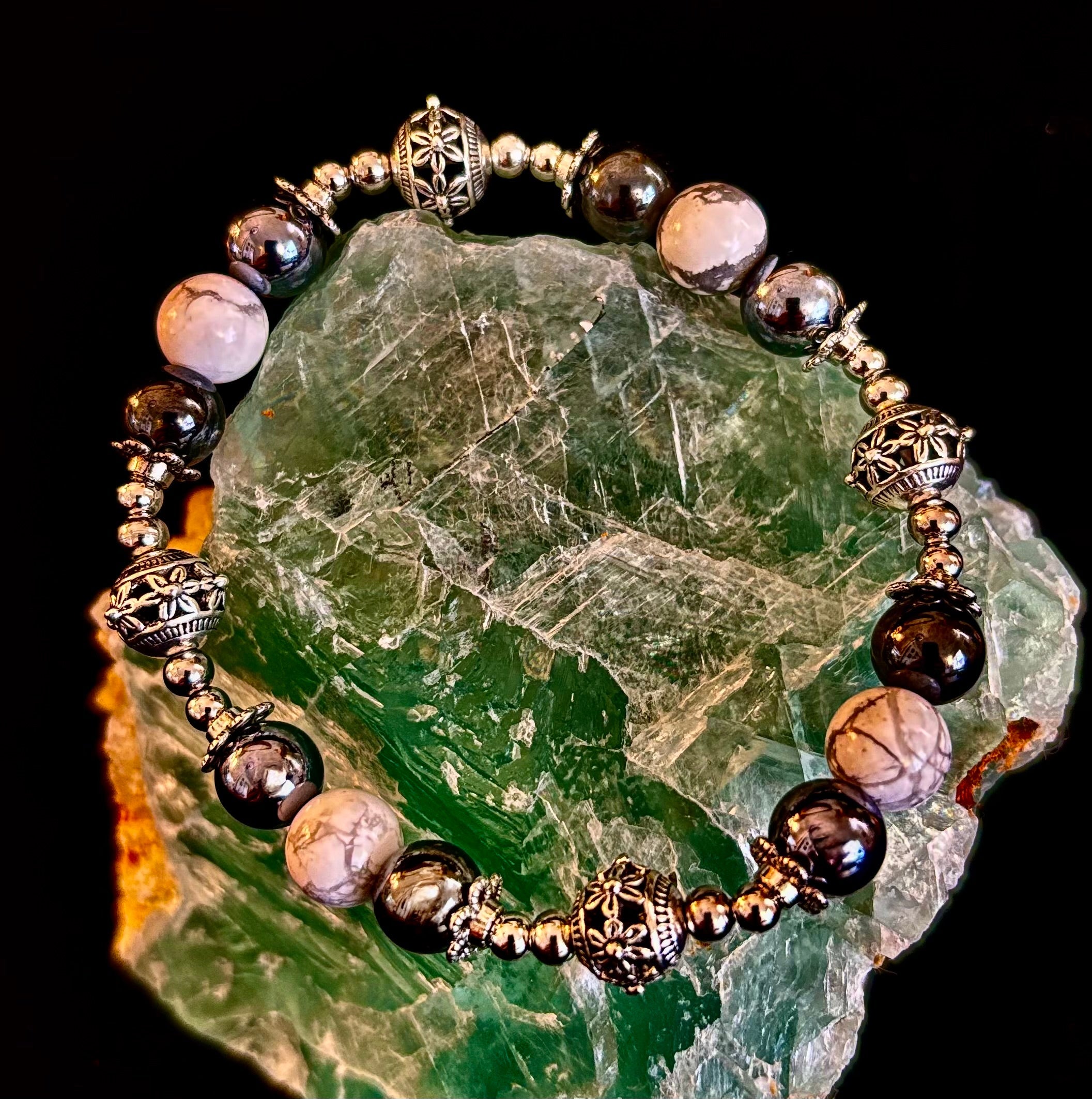 Calm & Comfort Pain Relief Bracelet – Howlite, Hematite & Terahertz | | Wiccan Center