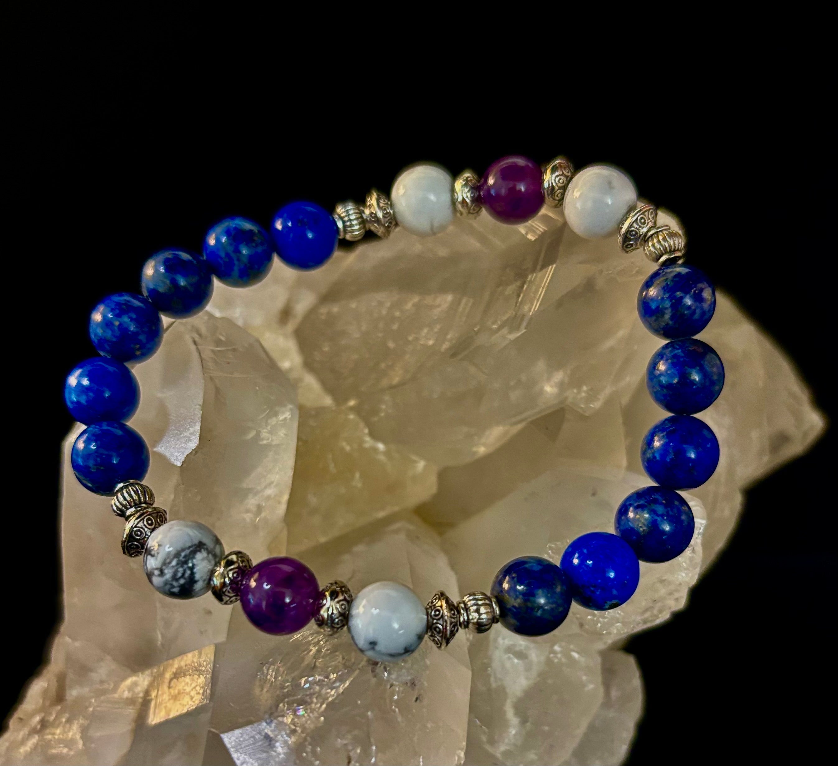 Clear Mind Mental Clarity Bracelet – Howlite, Lapis & Amethyst | | Wiccan Center