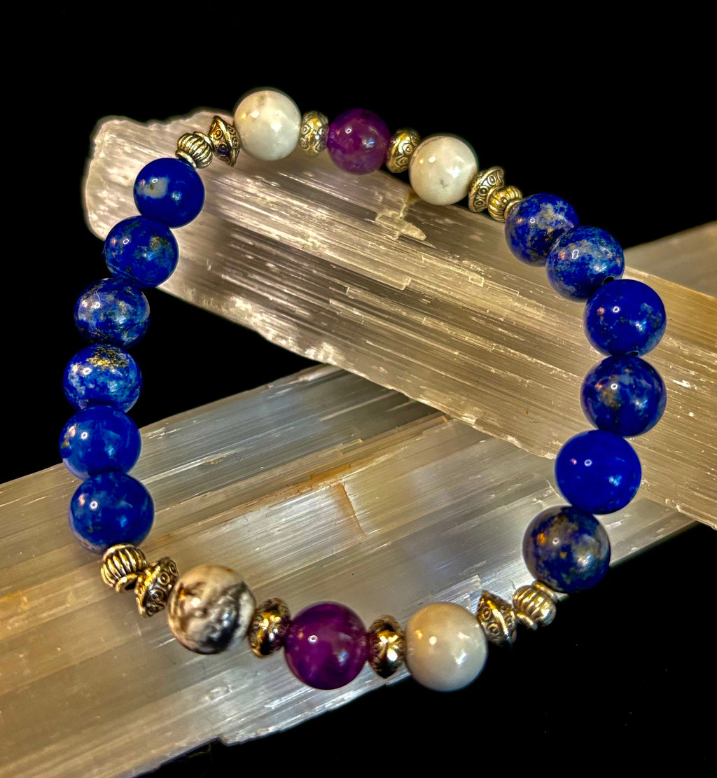 Clear Mind Mental Clarity Bracelet – Howlite, Lapis & Amethyst | | Wiccan Center