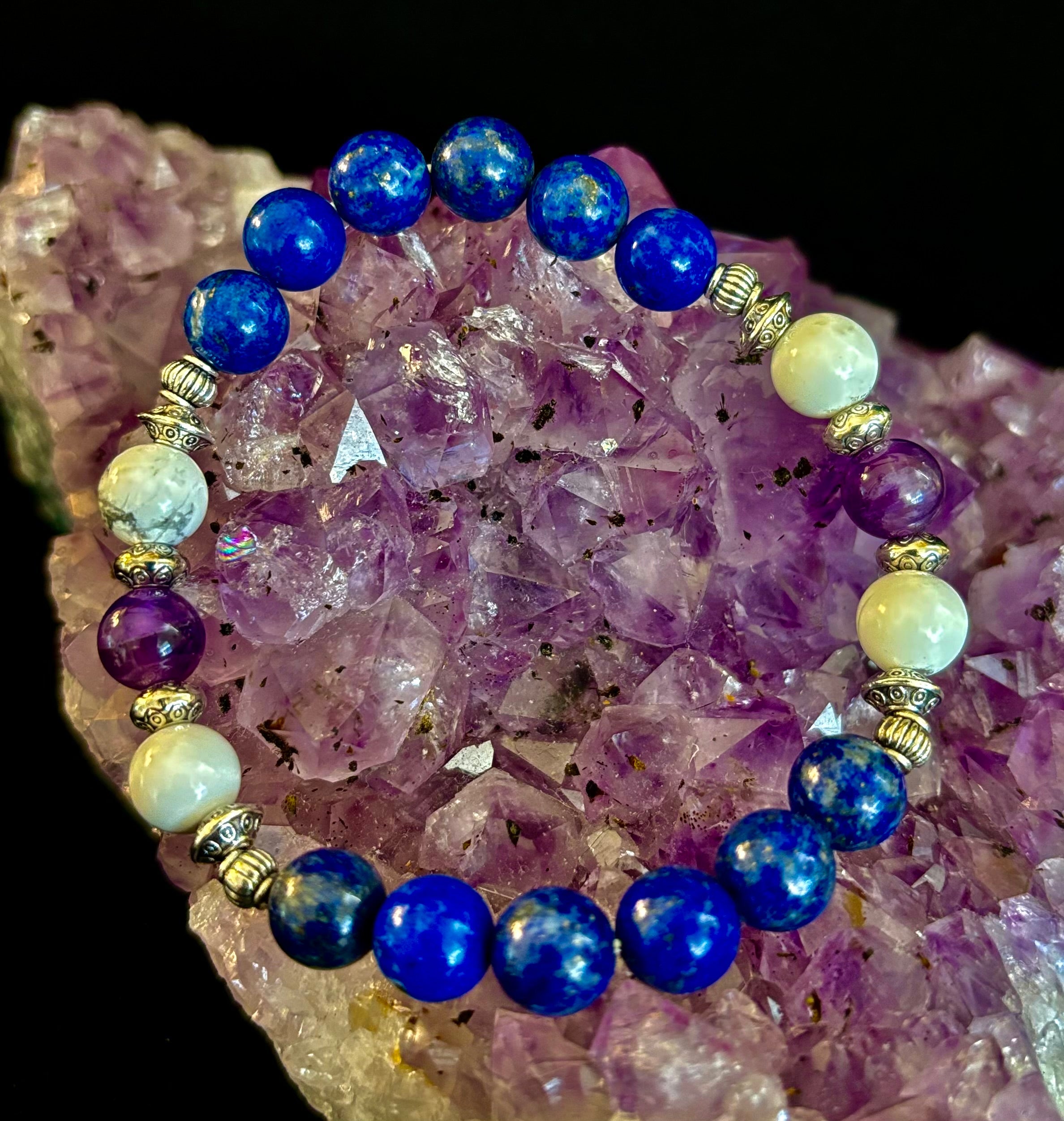 Clear Mind Mental Clarity Bracelet – Howlite, Lapis & Amethyst | | Wiccan Center