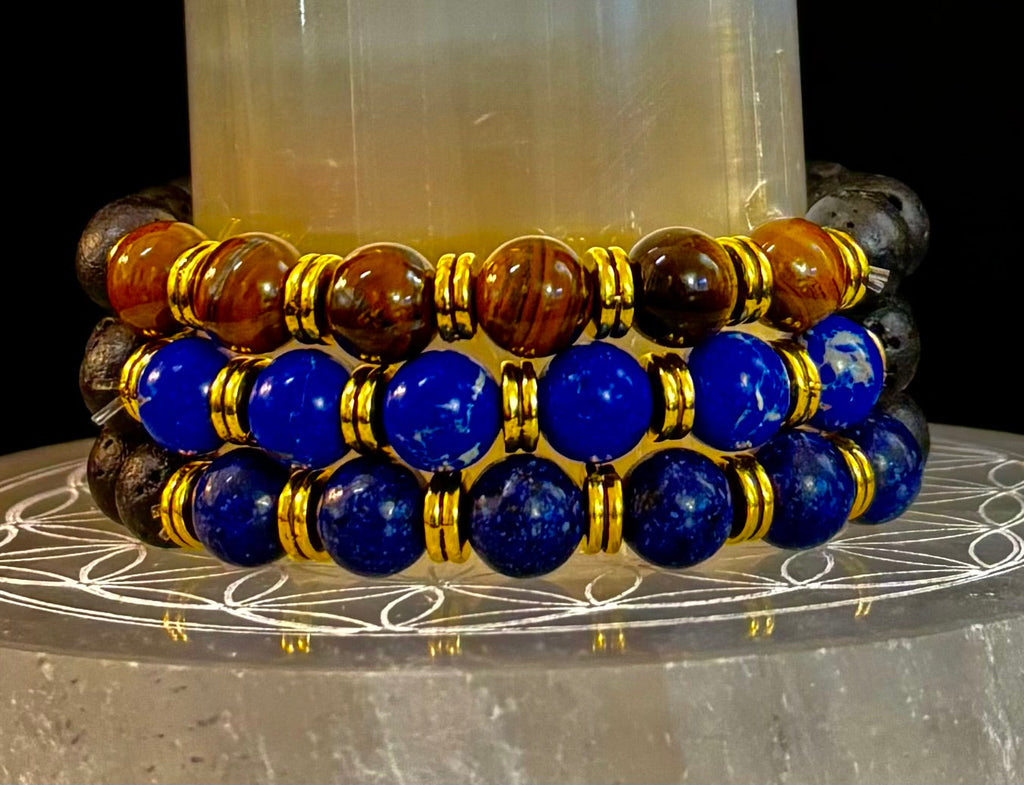 🖤🔥 Strength & Focus Men’s Lava Stone Bracelet – Choose Your Stone | | Wiccan Center
