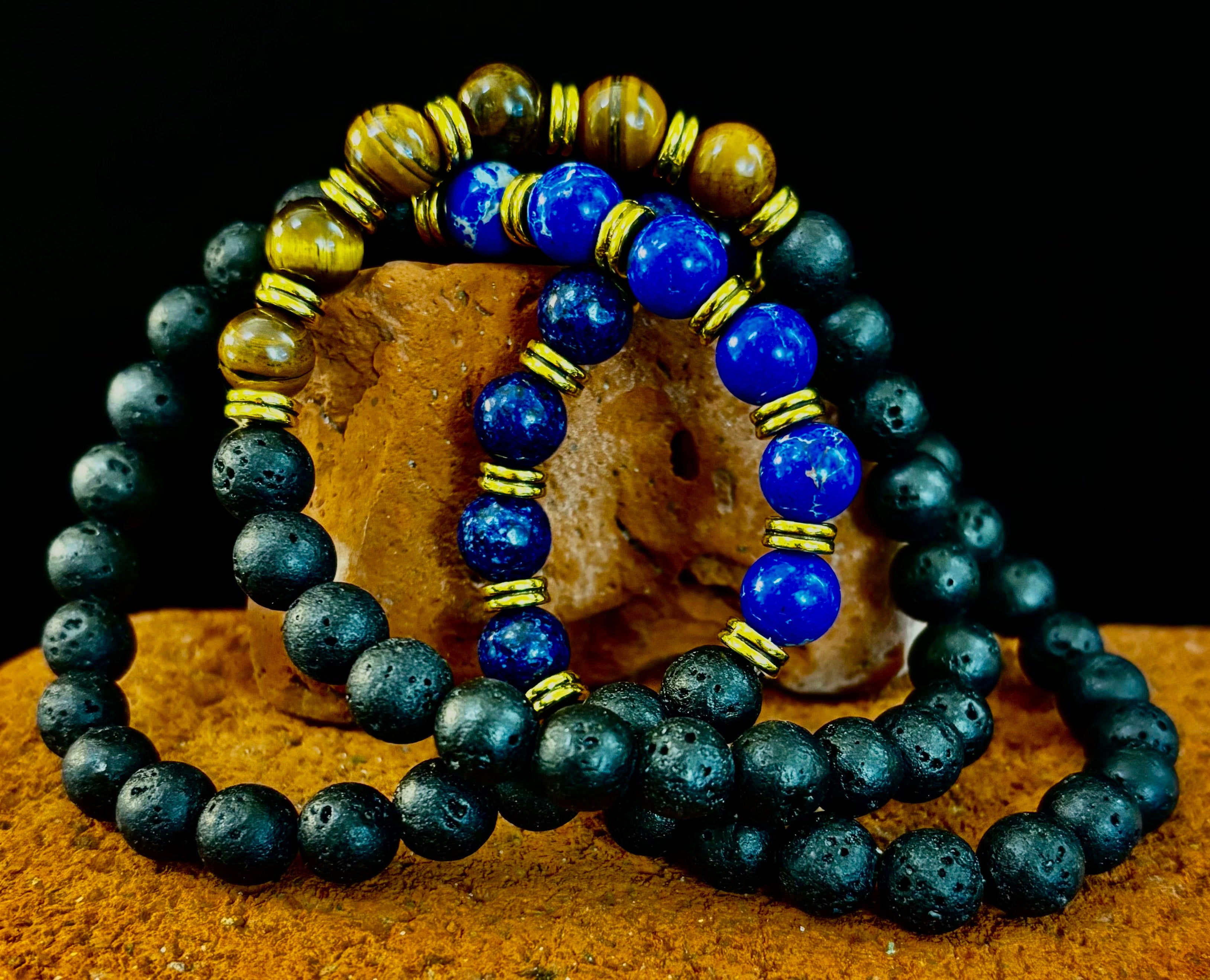 🖤🔥 Strength & Focus Men’s Lava Stone Bracelet – Choose Your Stone | | Wiccan Center