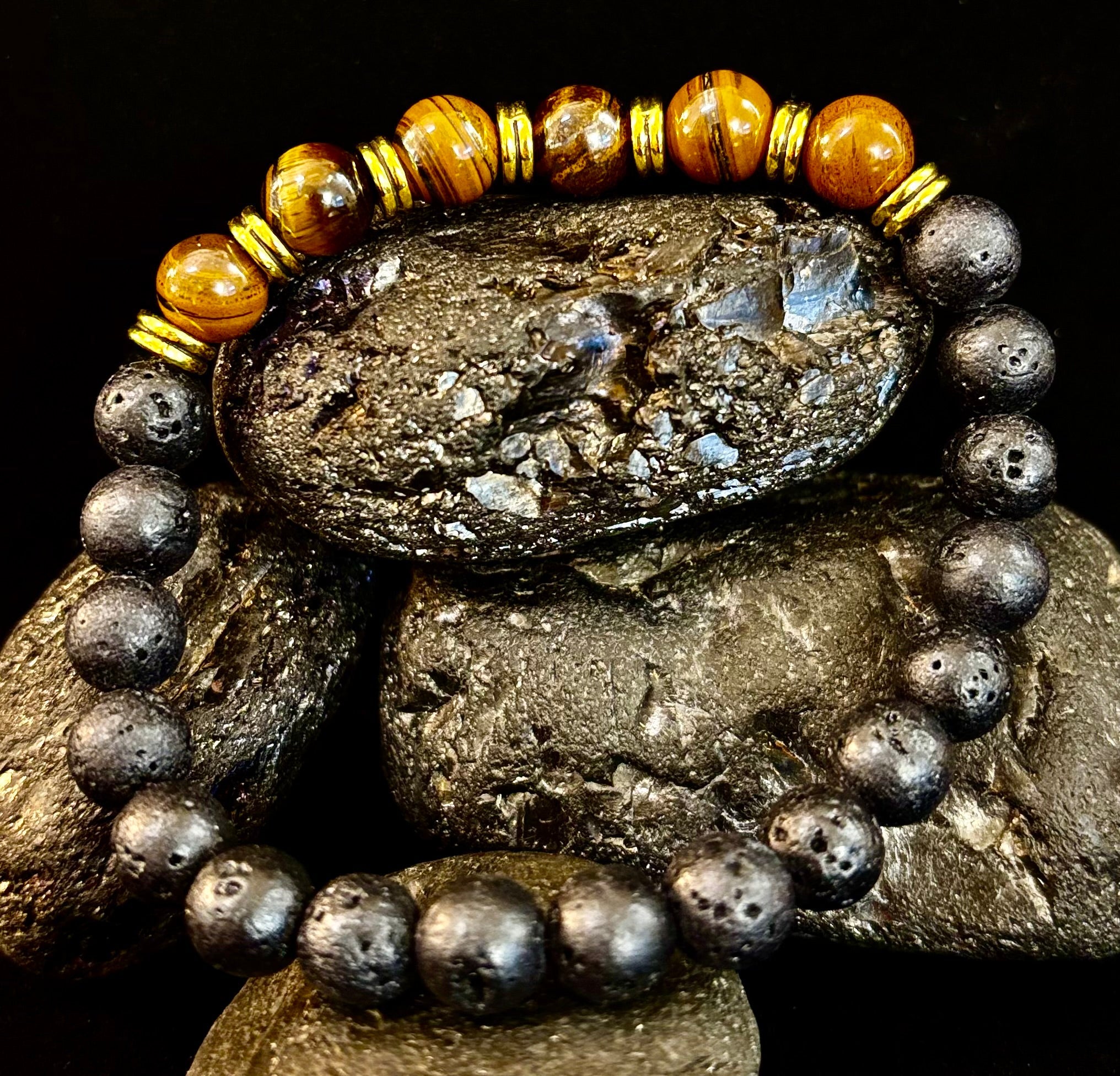 🖤🔥 Strength & Focus Men’s Lava Stone Bracelet – Choose Your Stone | | Wiccan Center