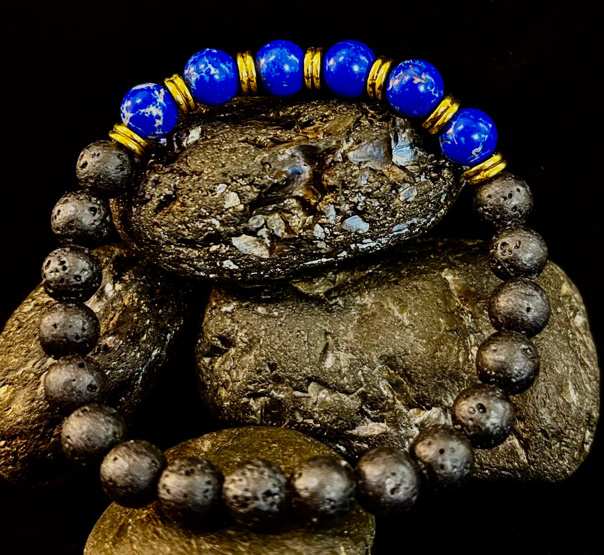 🖤🔥 Strength & Focus Men’s Lava Stone Bracelet – Choose Your Stone | | Wiccan Center
