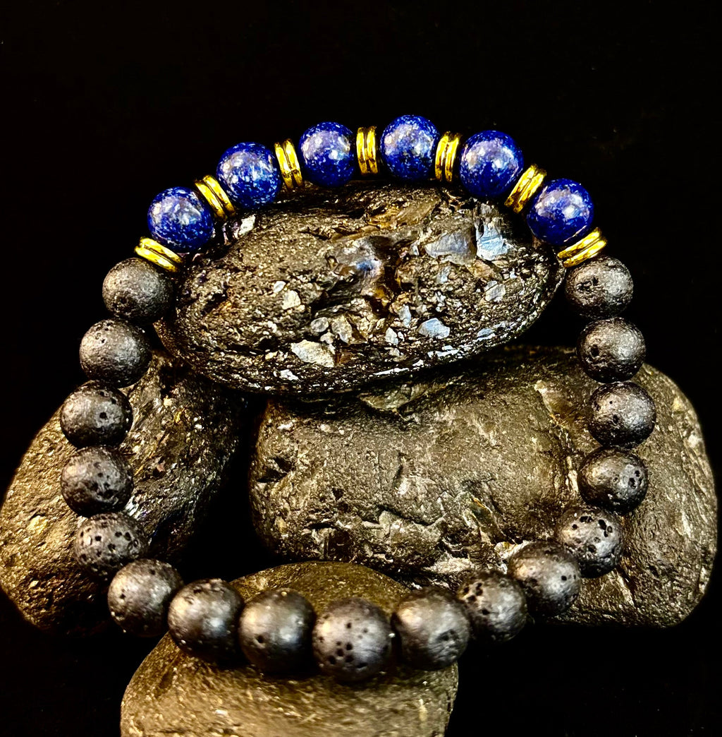 🖤🔥 Strength & Focus Men’s Lava Stone Bracelet – Choose Your Stone | | Wiccan Center