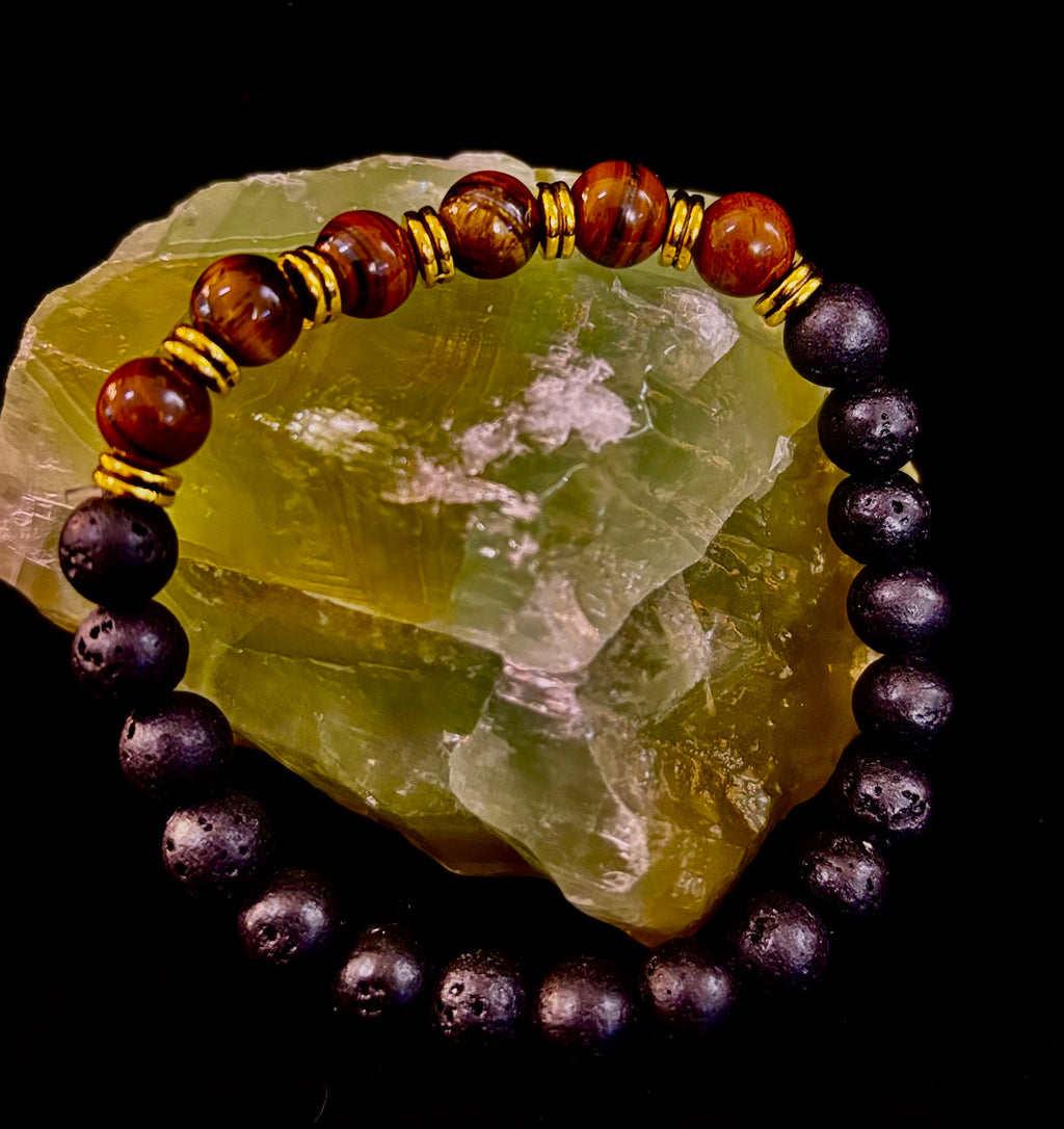 🖤🔥 Strength & Focus Men’s Lava Stone Bracelet – Choose Your Stone | | Wiccan Center