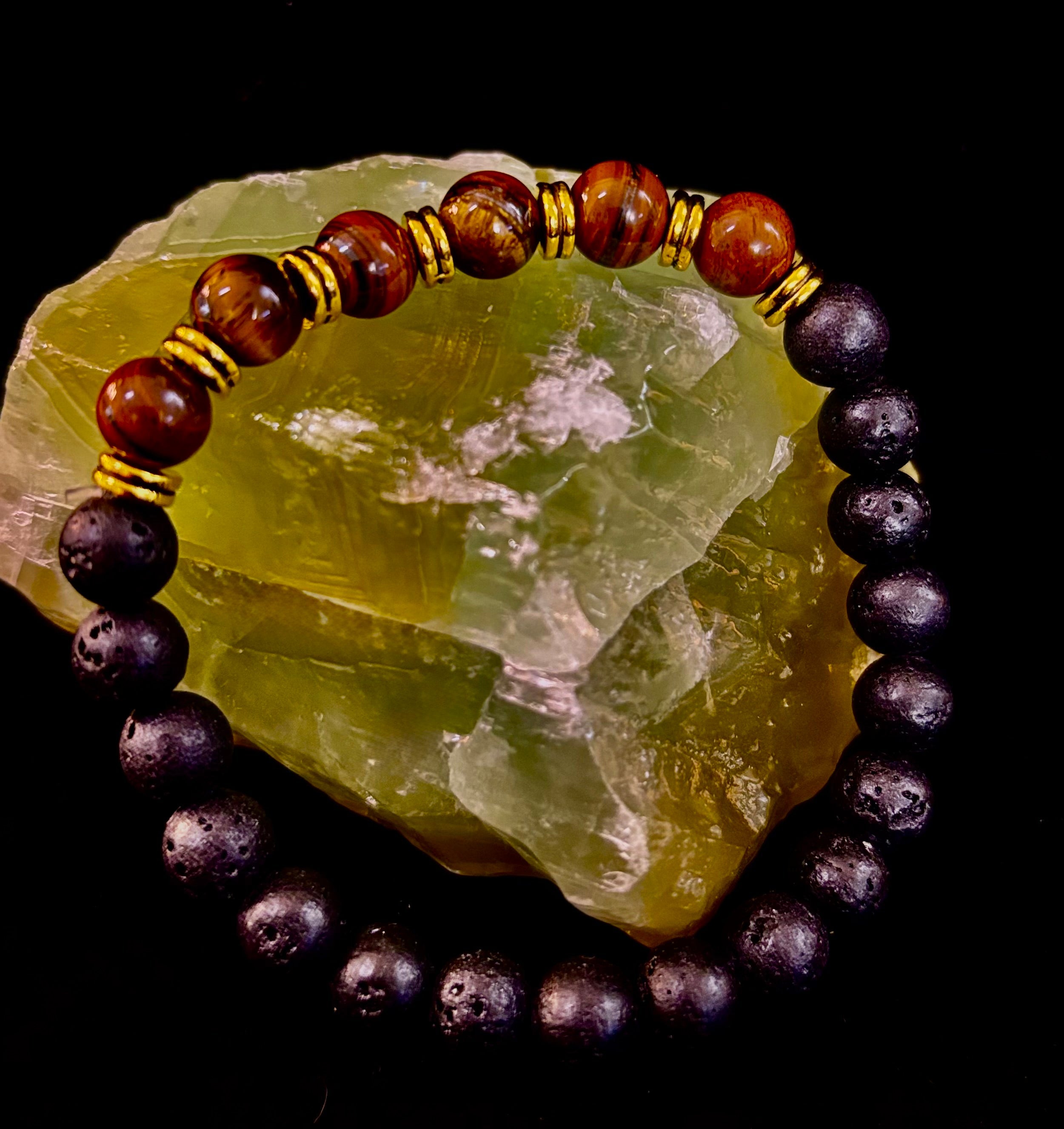 🖤🔥 Strength & Focus Men’s Lava Stone Bracelet – Choose Your Stone | | Wiccan Center