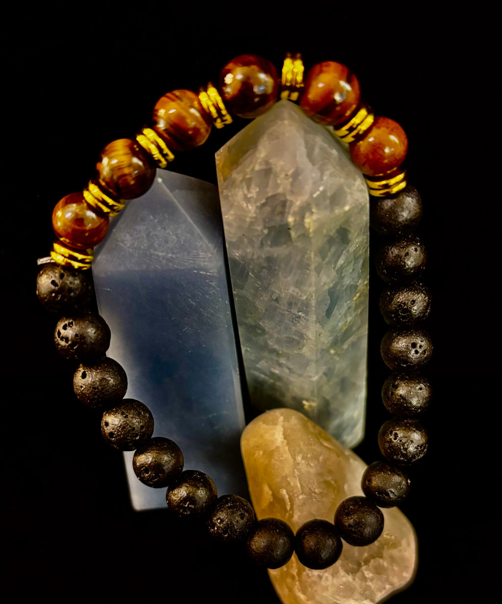 🖤🔥 Strength & Focus Men’s Lava Stone Bracelet – Choose Your Stone | | Wiccan Center