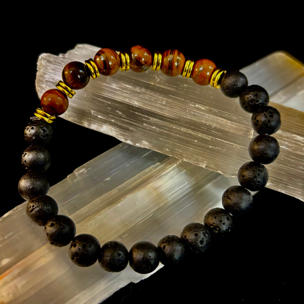 🖤🔥 Strength & Focus Men’s Lava Stone Bracelet – Choose Your Stone | | Wiccan Center