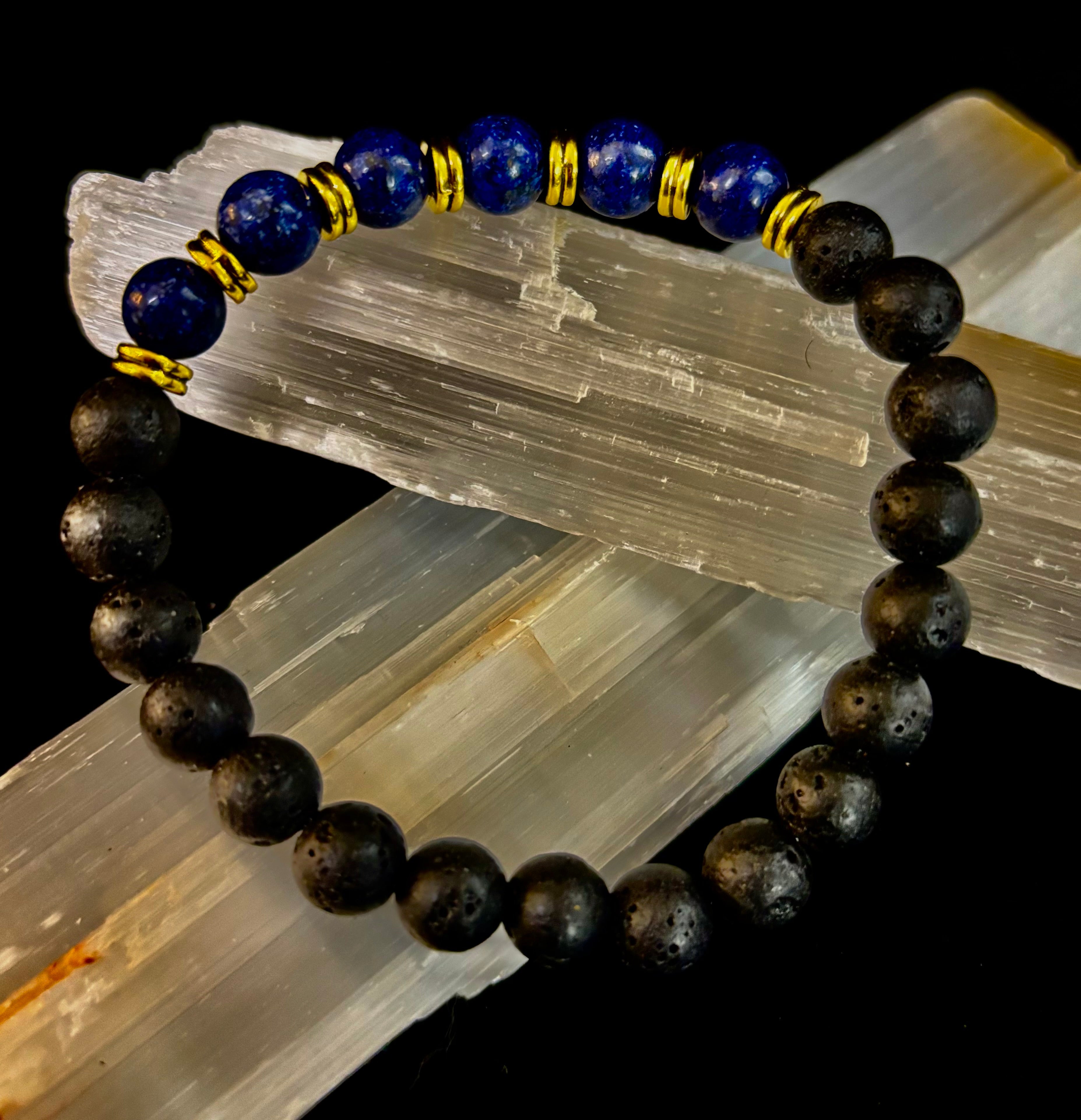 🖤🔥 Strength & Focus Men’s Lava Stone Bracelet – Choose Your Stone | | Wiccan Center
