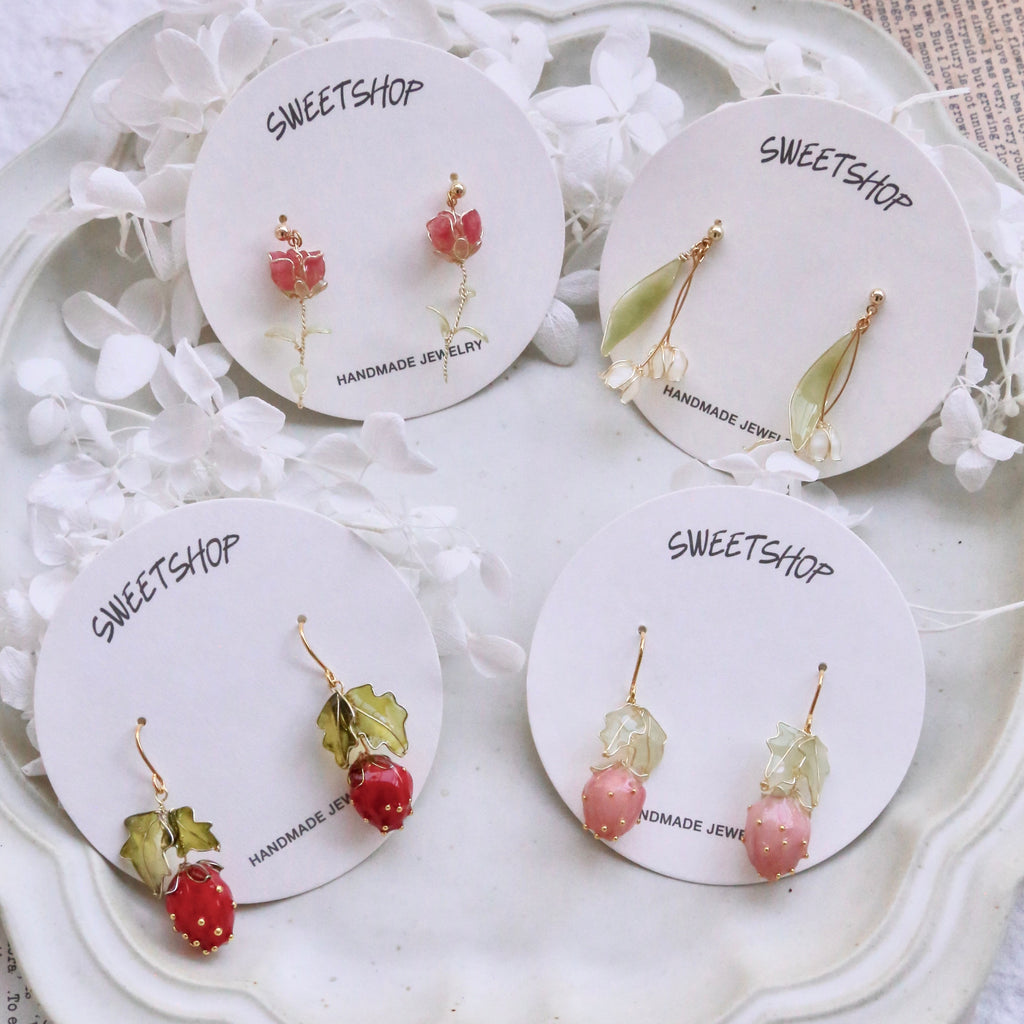 SALE - Resin Strawberry Earrings