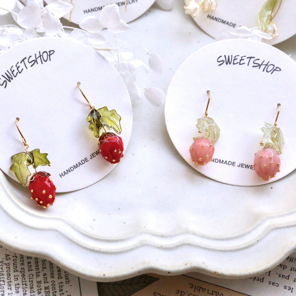 SALE - Resin Strawberry Earrings