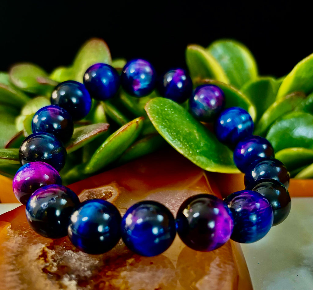 Galaxy Tiger Eye Bracelet – Energy, Confidence & Protection | Medium & Large Wrist Fit | | Wiccan Center