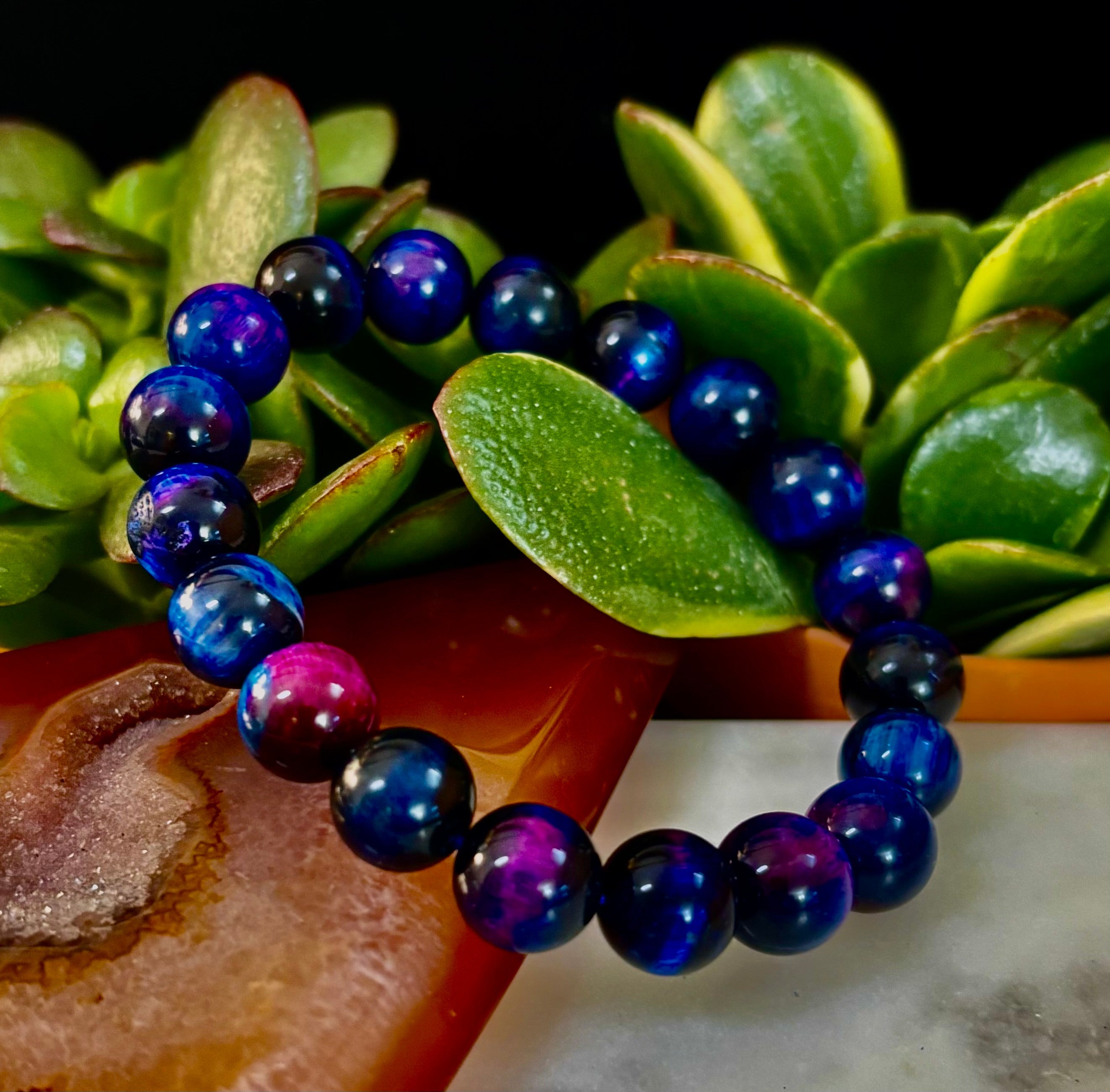 Galaxy Tiger Eye Bracelet – Energy, Confidence & Protection | Medium & Large Wrist Fit | | Wiccan Center