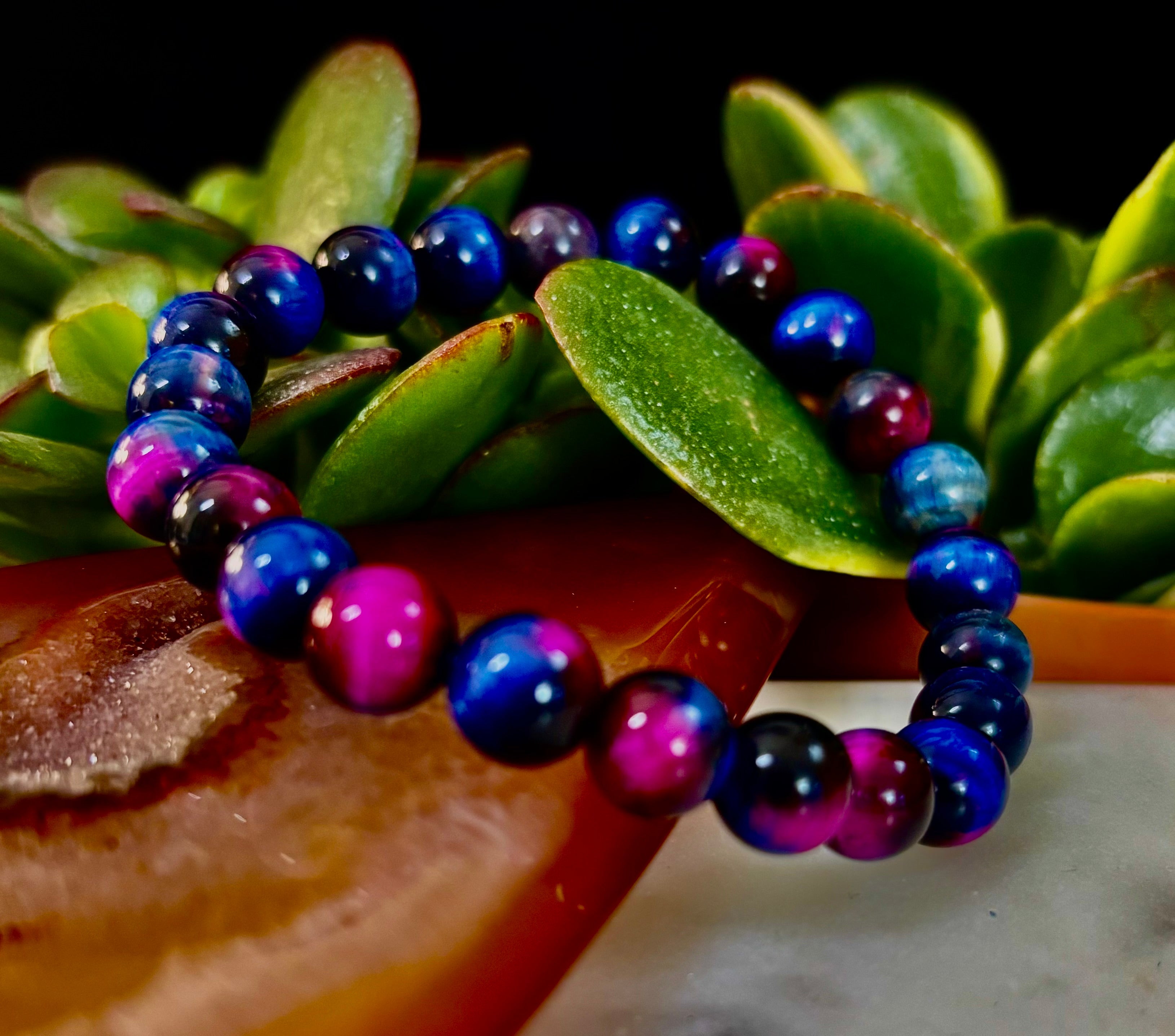 Galaxy Tiger Eye Bracelet – Energy, Confidence & Protection | Medium & Large Wrist Fit | | Wiccan Center