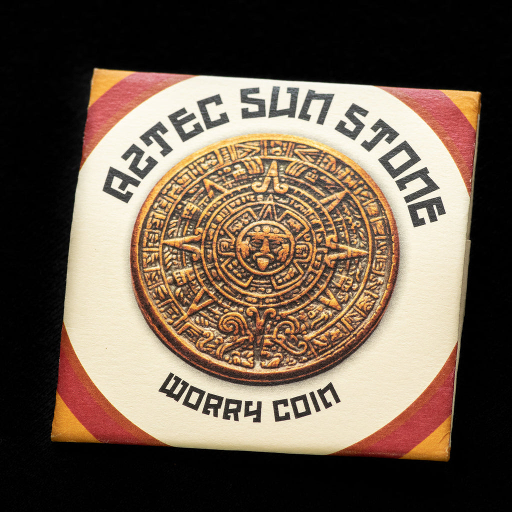 Aztec Sun Stone Calendar - Copper Worry Coin | Artwork | Wiccan Center