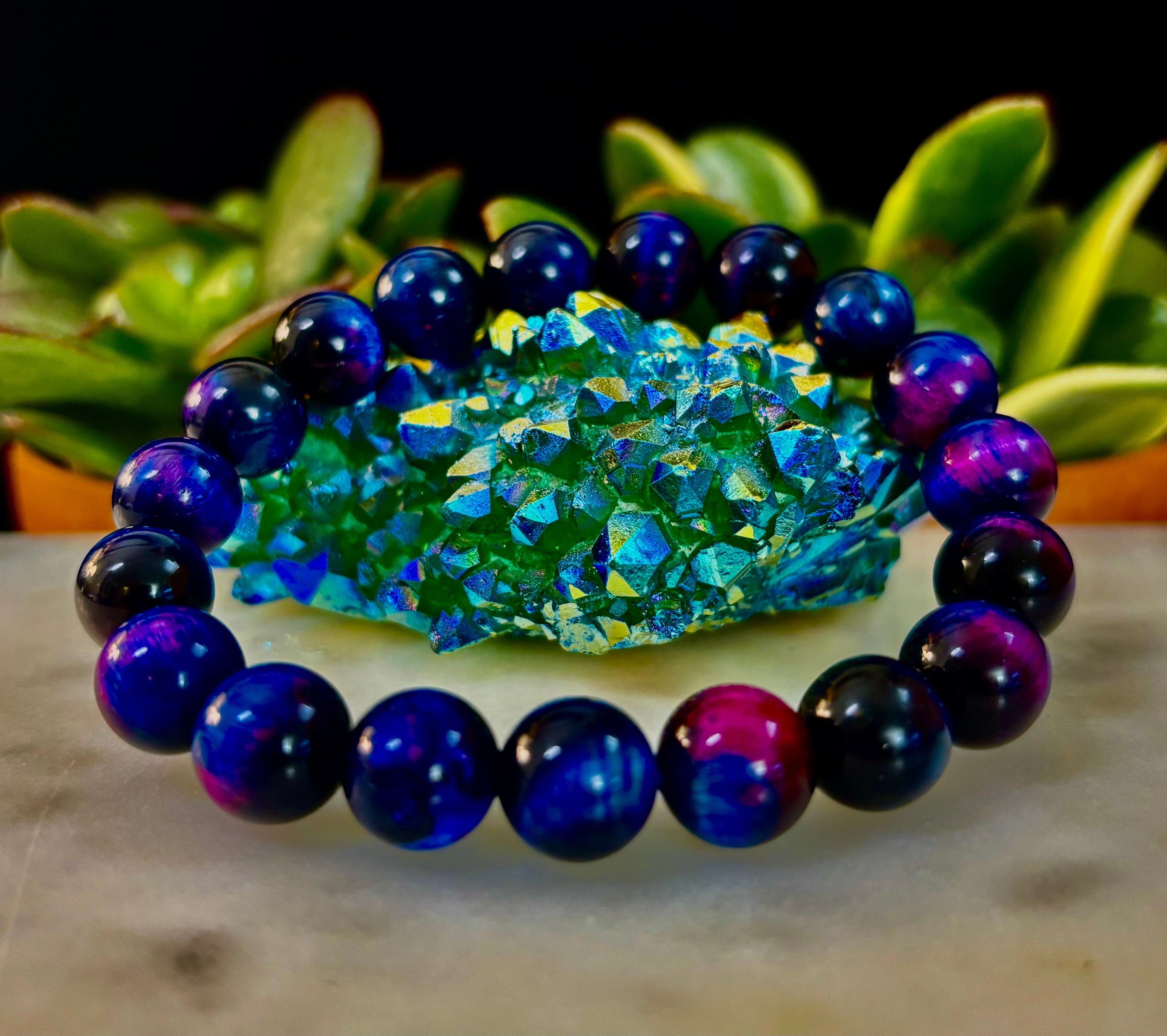 Galaxy Tiger Eye Bracelet – Energy, Confidence & Protection | Medium & Large Wrist Fit | | Wiccan Center