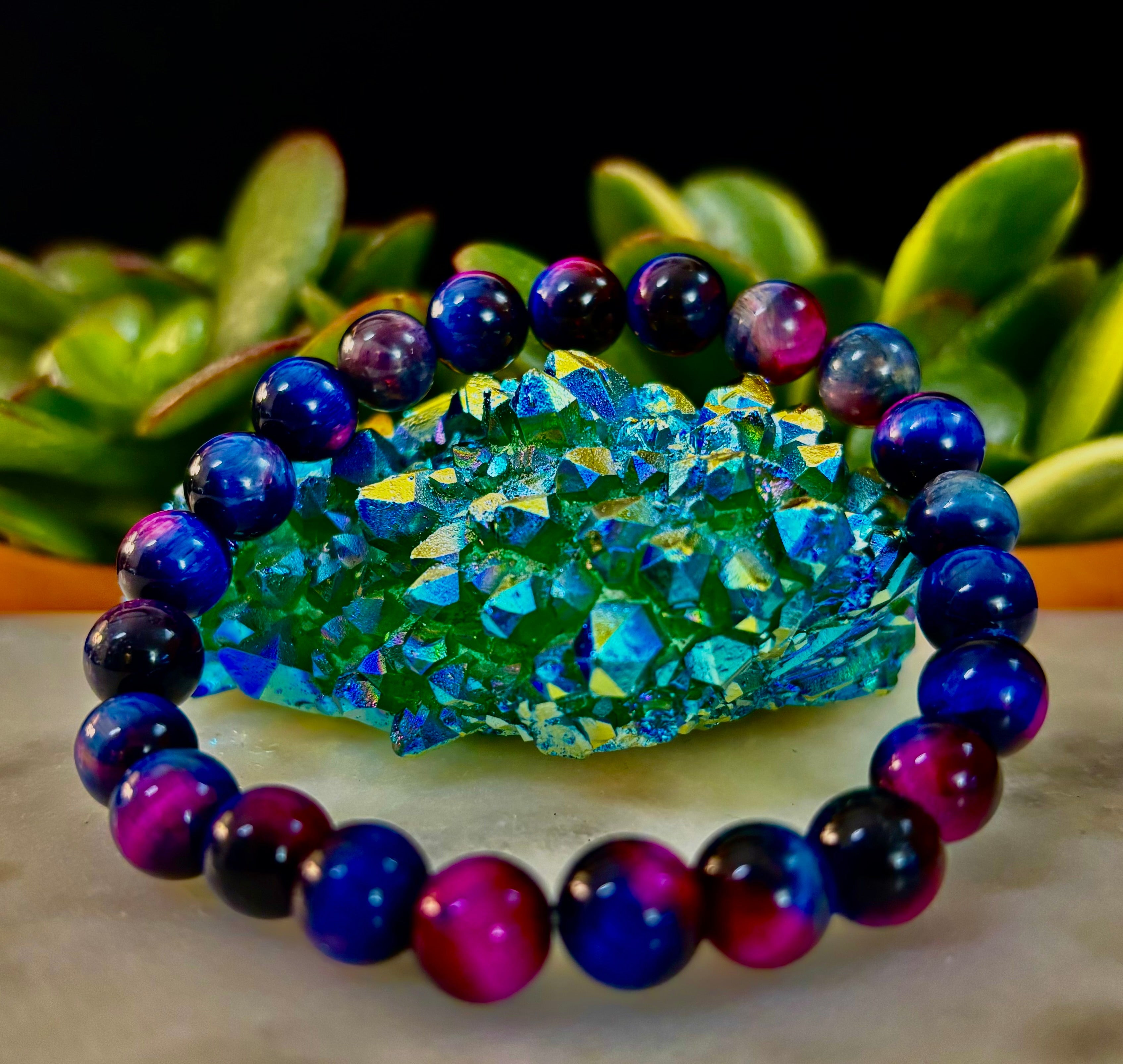Galaxy Tiger Eye Bracelet – Energy, Confidence & Protection | Medium & Large Wrist Fit | | Wiccan Center