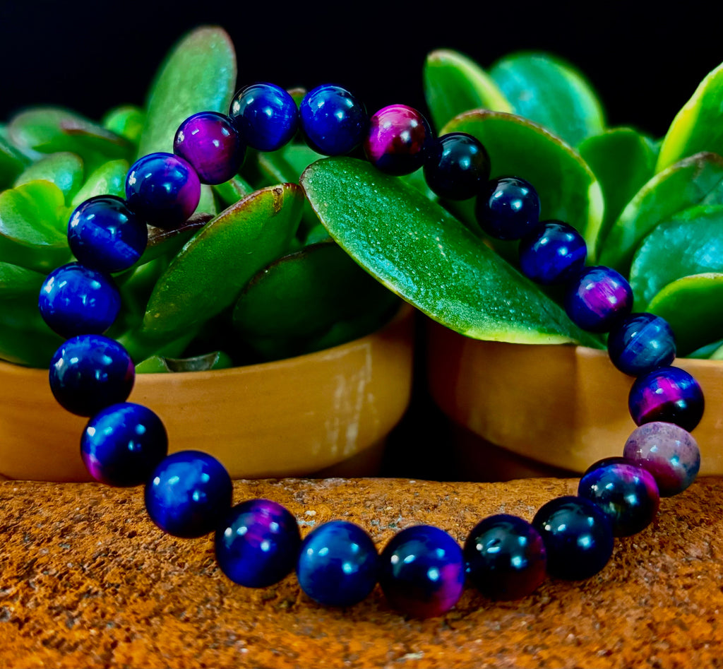 Galaxy Tiger Eye Bracelet – Energy, Confidence & Protection | Medium & Large Wrist Fit | | Wiccan Center