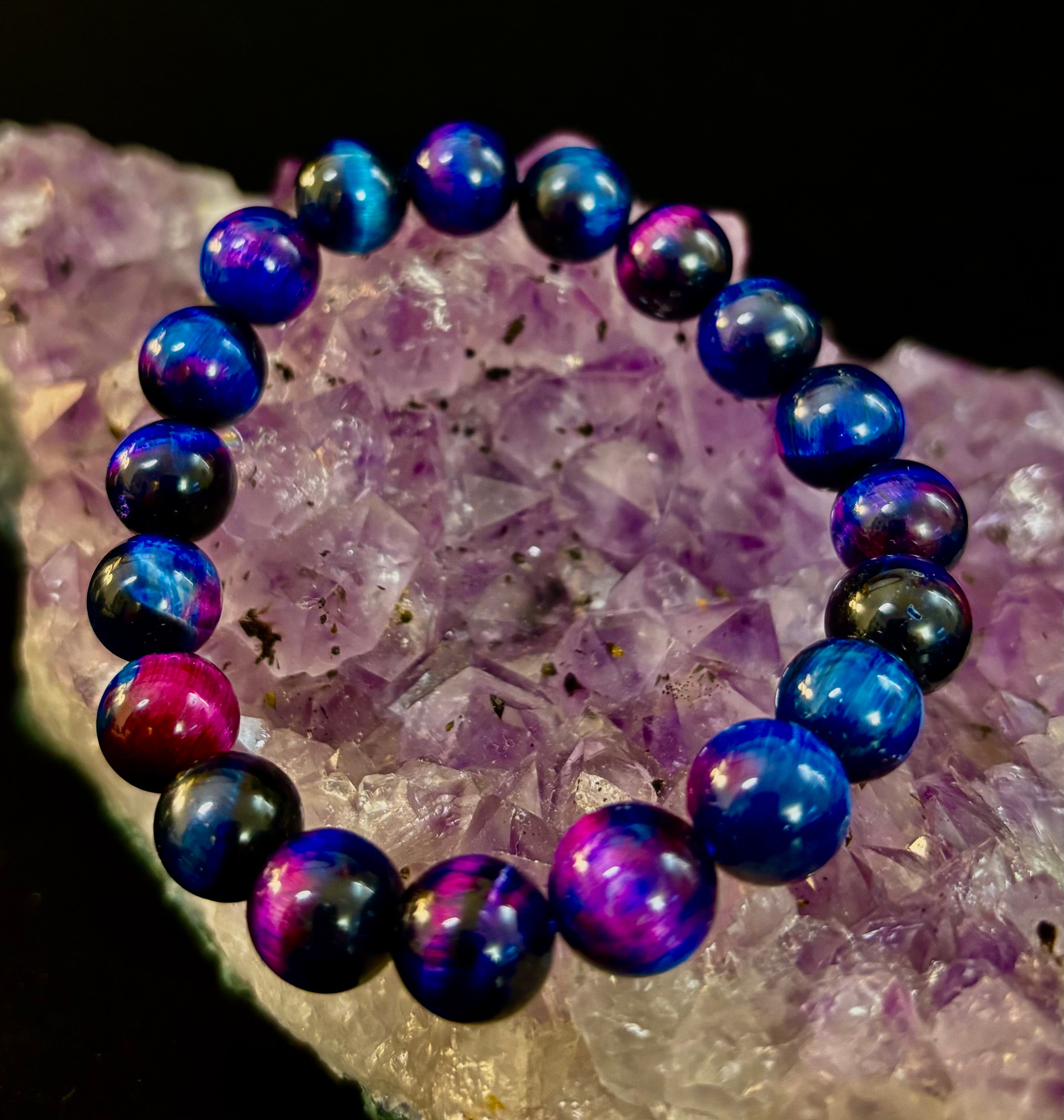 Galaxy Tiger Eye Bracelet – Energy, Confidence & Protection | Medium & Large Wrist Fit | | Wiccan Center