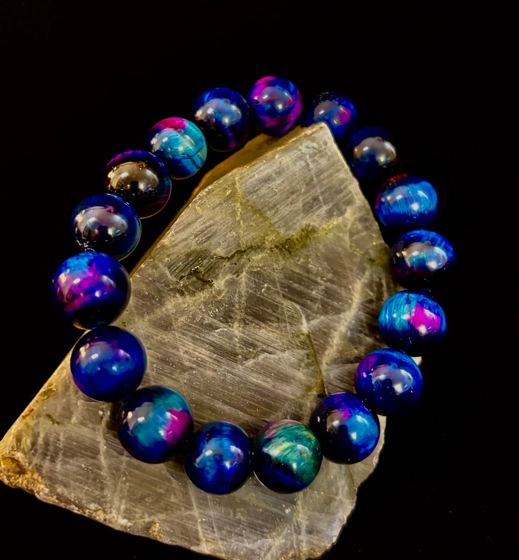 Galaxy Tiger Eye Bracelet – Energy, Confidence & Protection | Medium & Large Wrist Fit | | Wiccan Center