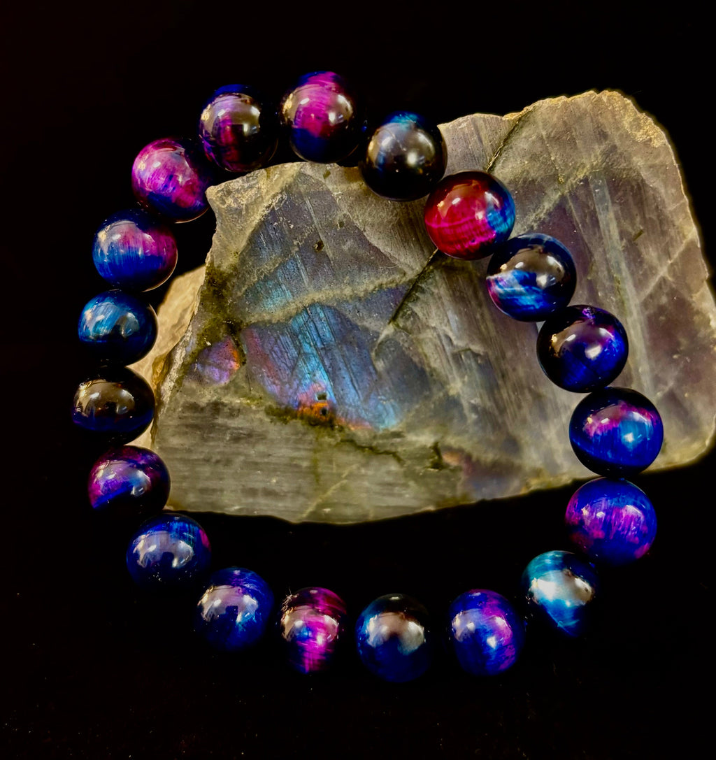 Galaxy Tiger Eye Bracelet – Energy, Confidence & Protection | Medium & Large Wrist Fit | | Wiccan Center