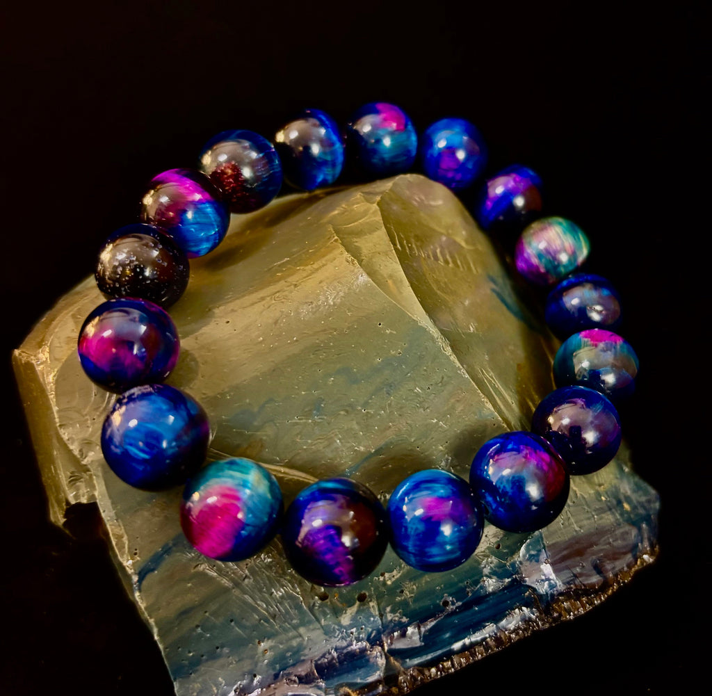 Galaxy Tiger Eye Bracelet – Energy, Confidence & Protection | Medium & Large Wrist Fit | | Wiccan Center