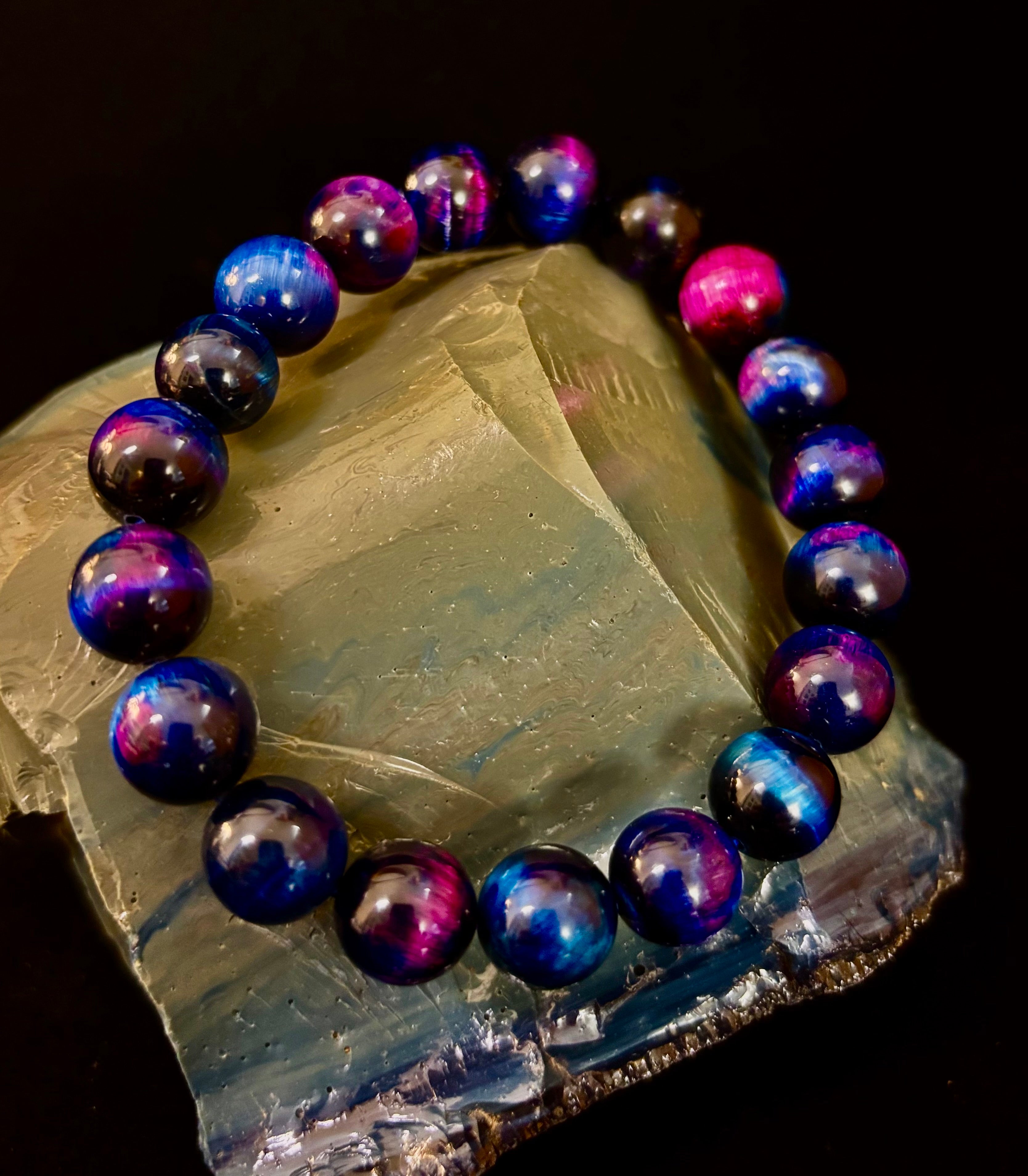 Galaxy Tiger Eye Bracelet – Energy, Confidence & Protection | Medium & Large Wrist Fit | | Wiccan Center