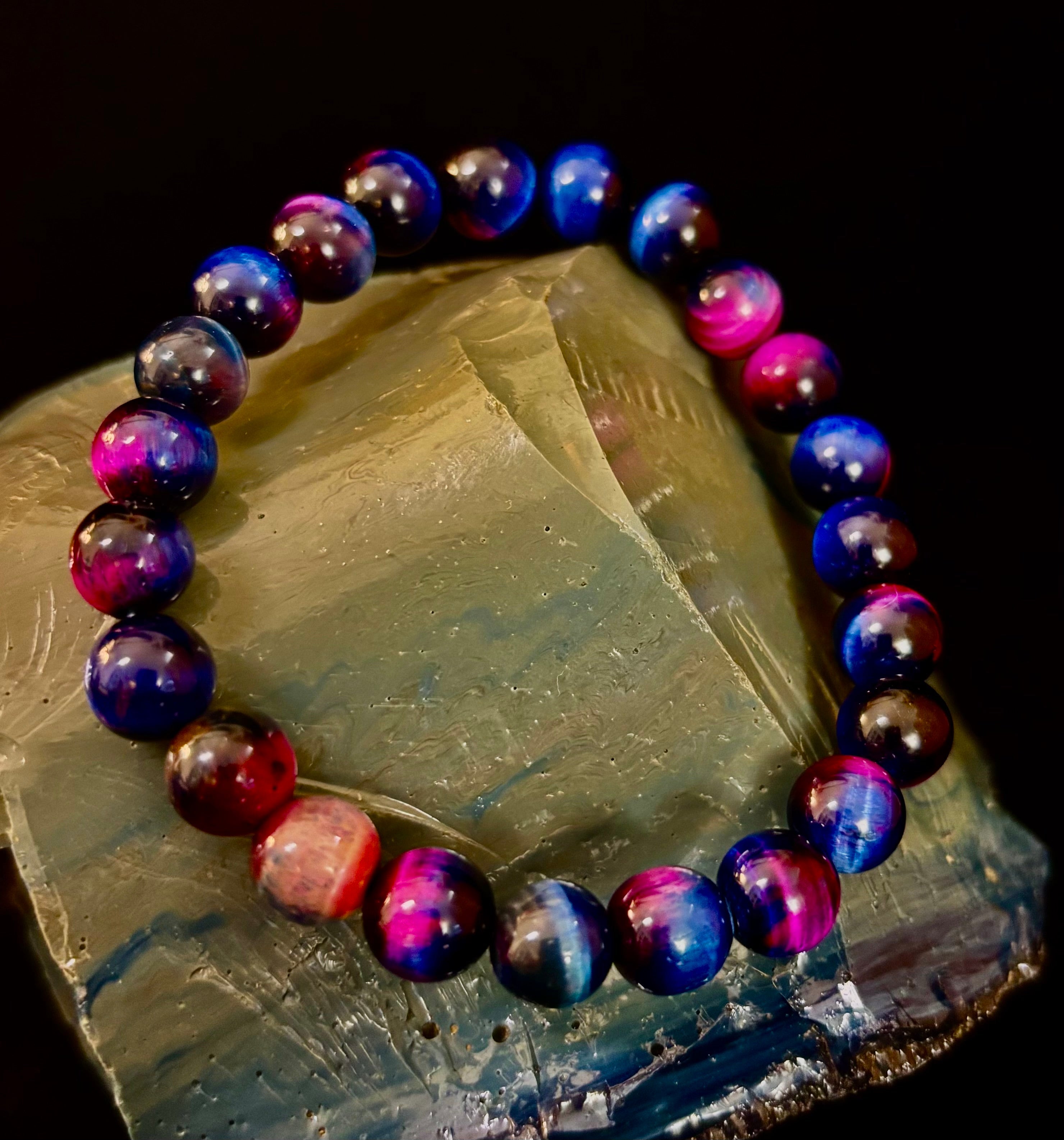 Galaxy Tiger Eye Bracelet – Energy, Confidence & Protection | Medium & Large Wrist Fit | | Wiccan Center