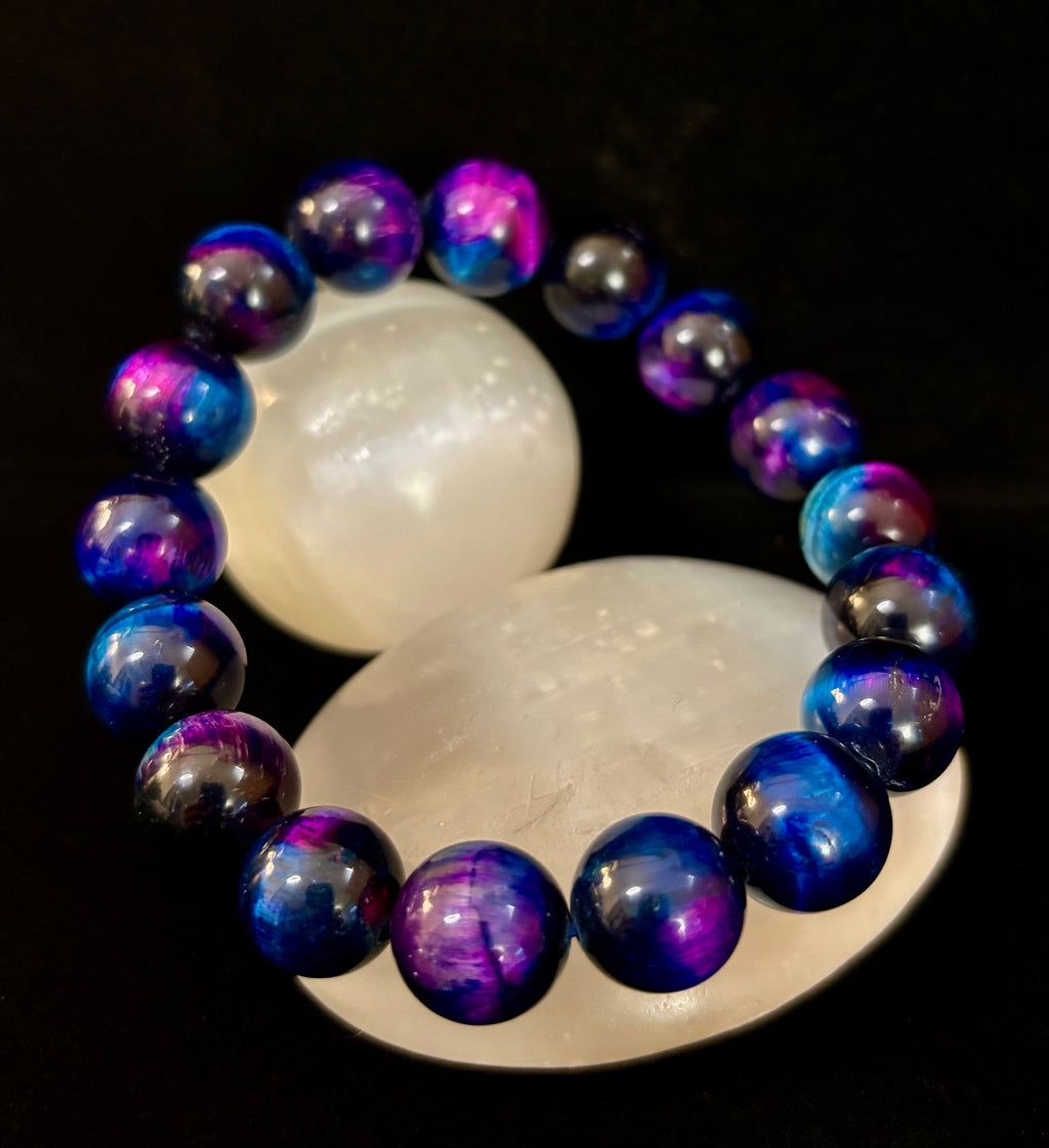 Galaxy Tiger Eye Bracelet – Energy, Confidence & Protection | Medium & Large Wrist Fit | | Wiccan Center