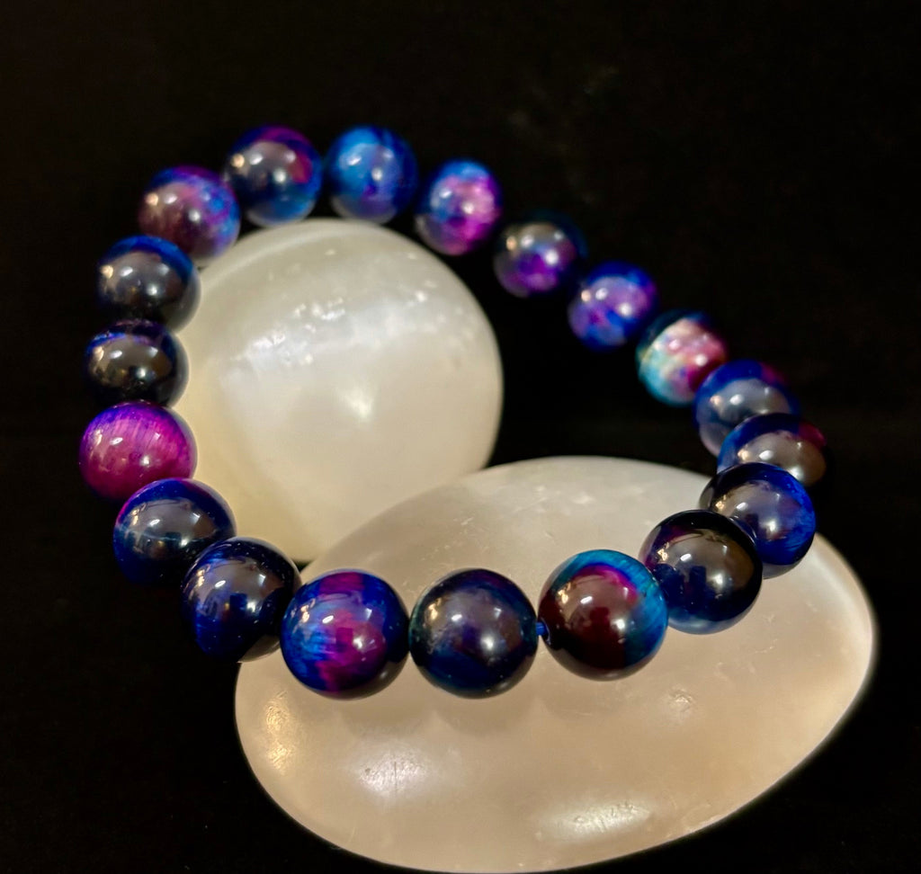 Galaxy Tiger Eye Bracelet – Energy, Confidence & Protection | Medium & Large Wrist Fit | | Wiccan Center