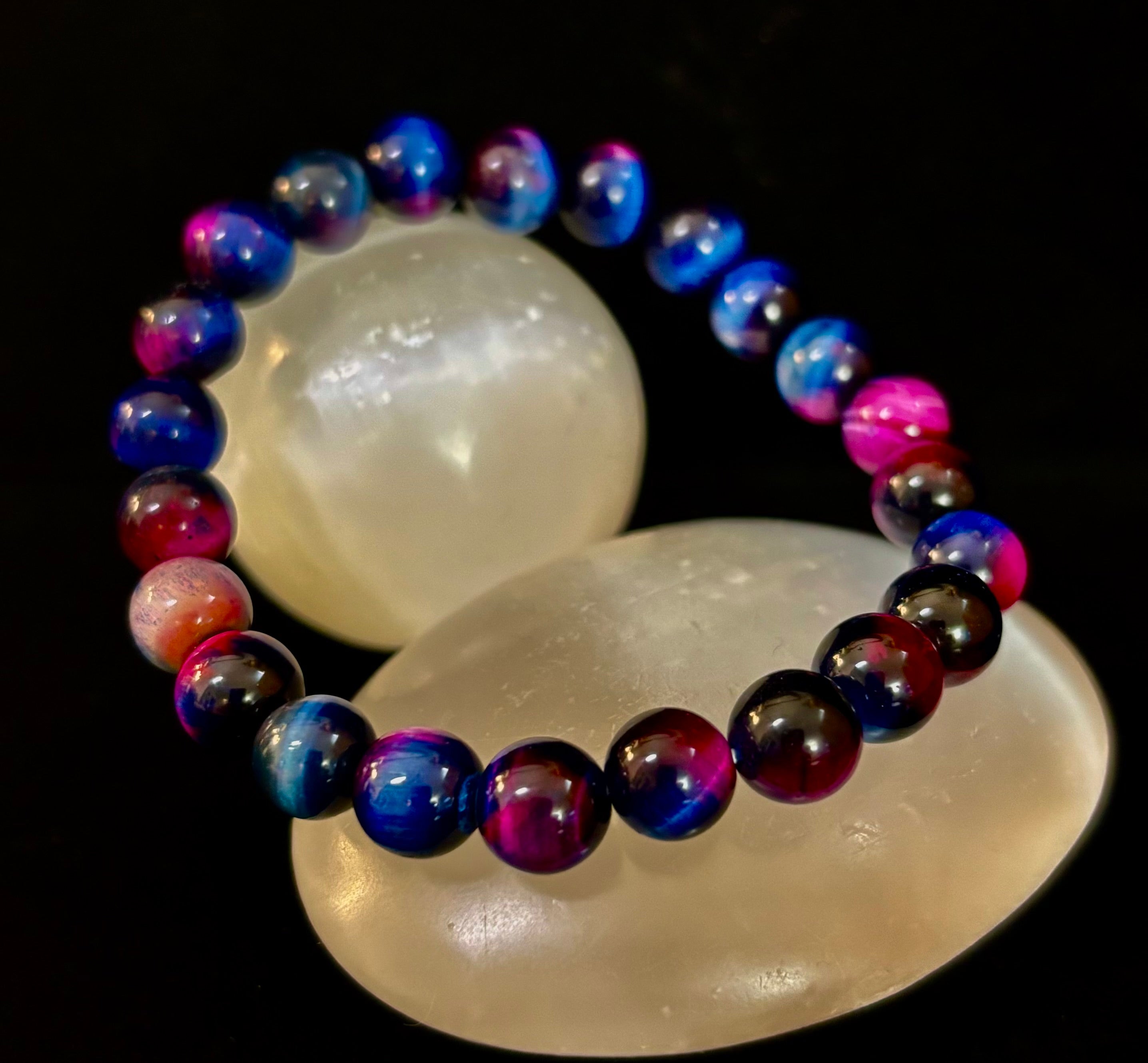 Galaxy Tiger Eye Bracelet – Energy, Confidence & Protection | Medium & Large Wrist Fit | | Wiccan Center