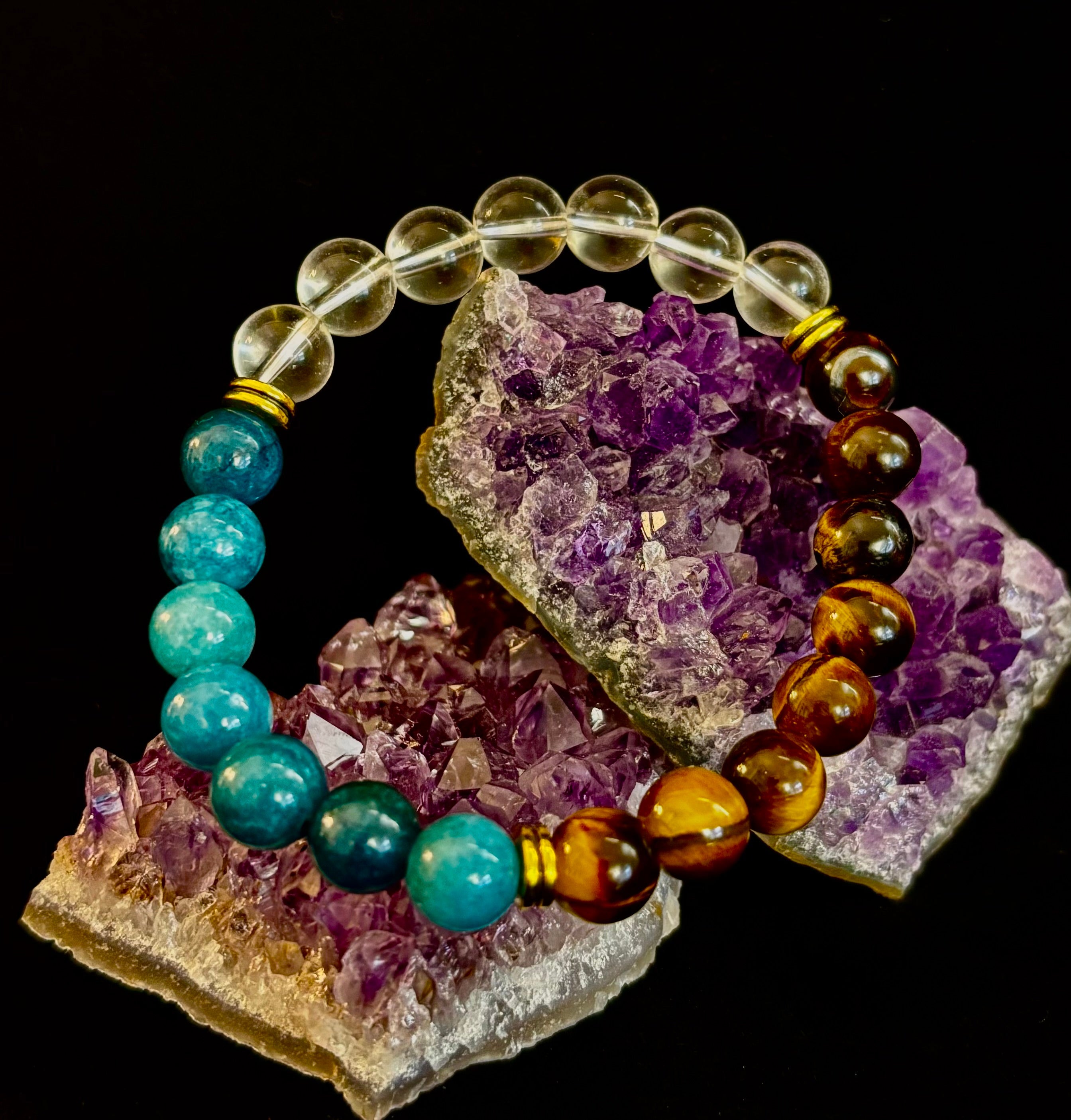 Weight Loss Support Intention Bracelet – Blue Apatite, Tiger Eye & Clear Quartz - Motivation, Willpower & Energy Balance | | Wiccan Center