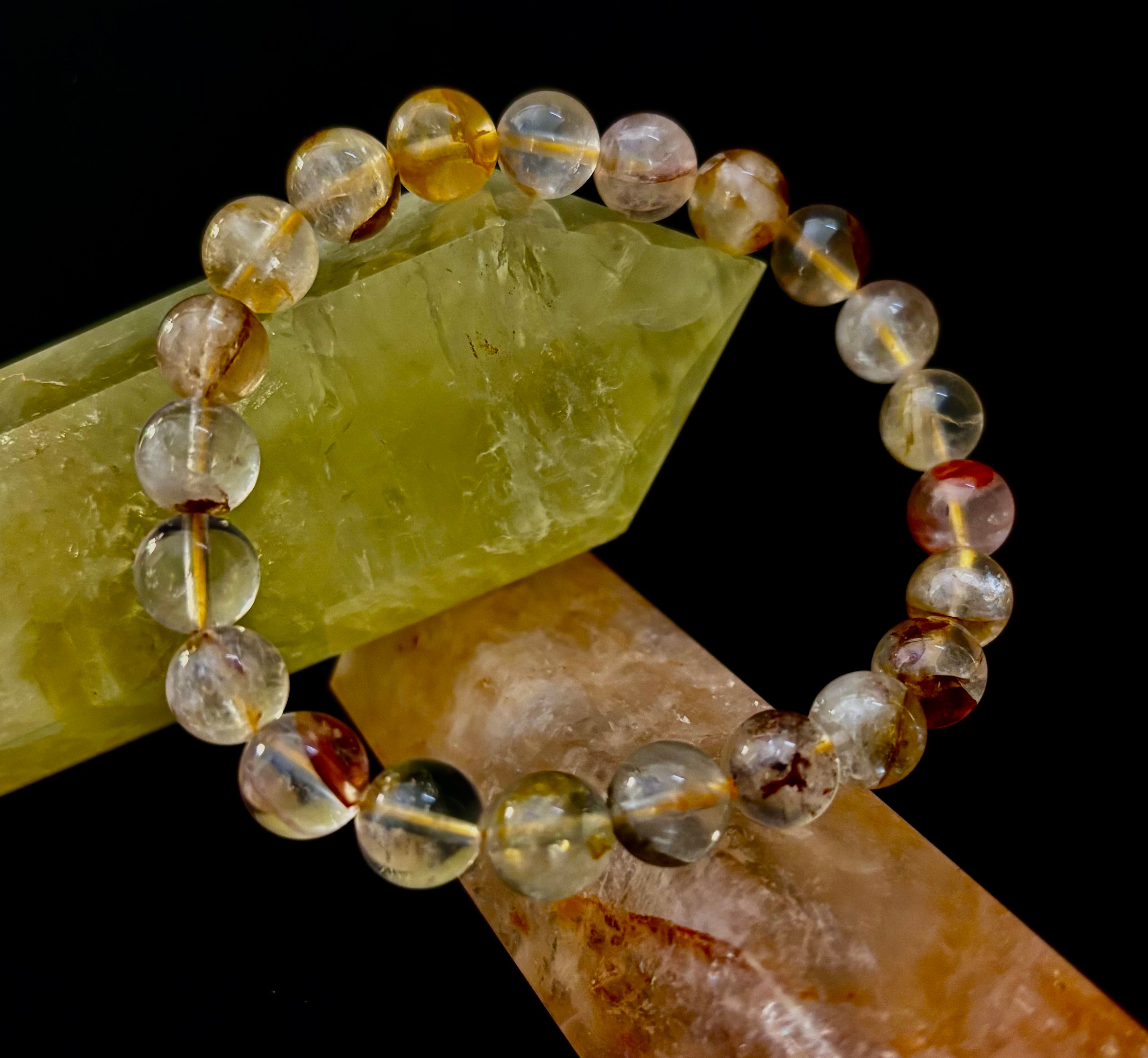 Golden Healer Quartz Bracelet – 8mm Natural Crystal (Small–Medium Wrist) | Energy Healing, Alignment & Manifestation | | Wiccan Center