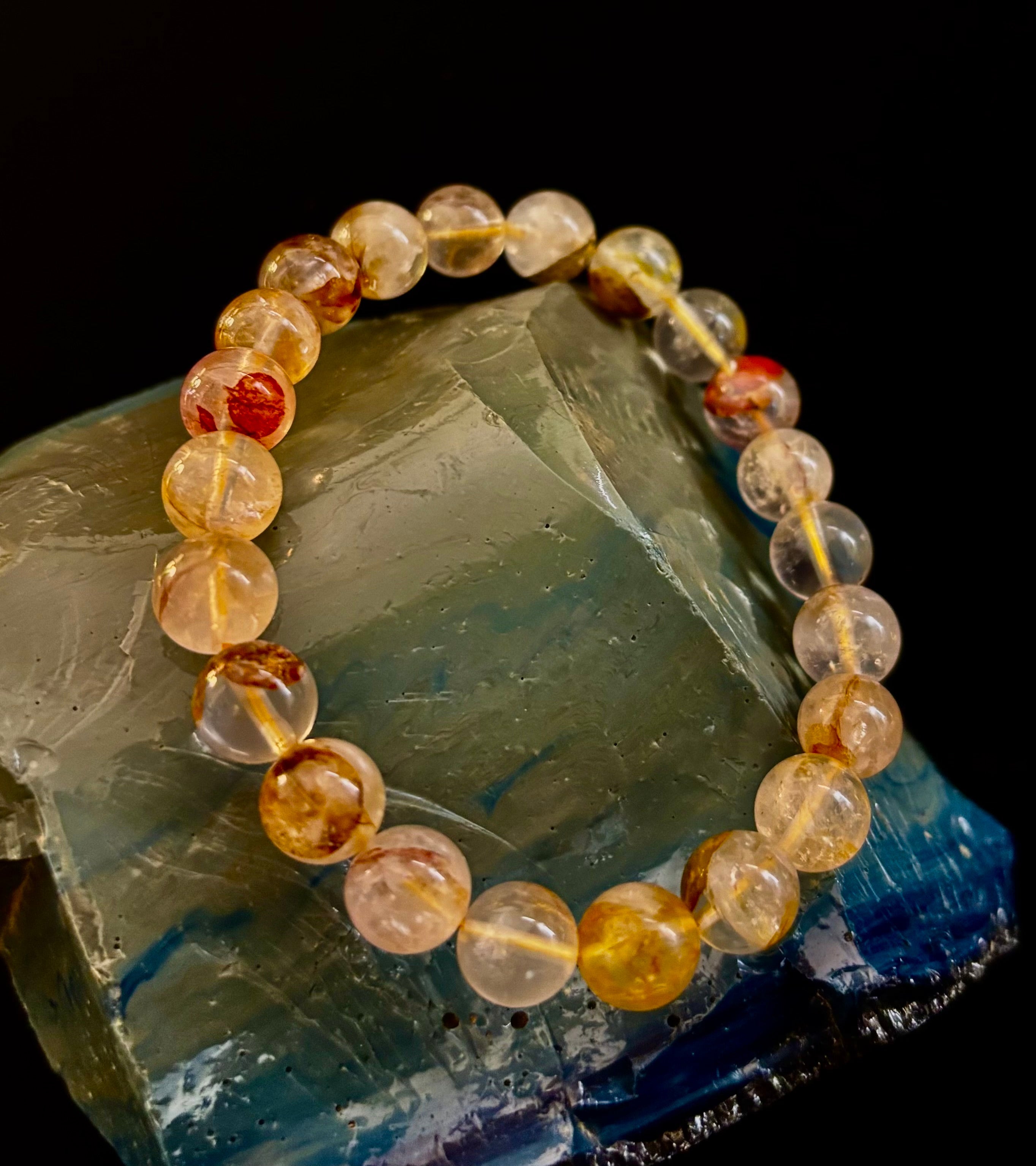 Golden Healer Quartz Bracelet – 8mm Natural Crystal (Small–Medium Wrist) | Energy Healing, Alignment & Manifestation | | Wiccan Center