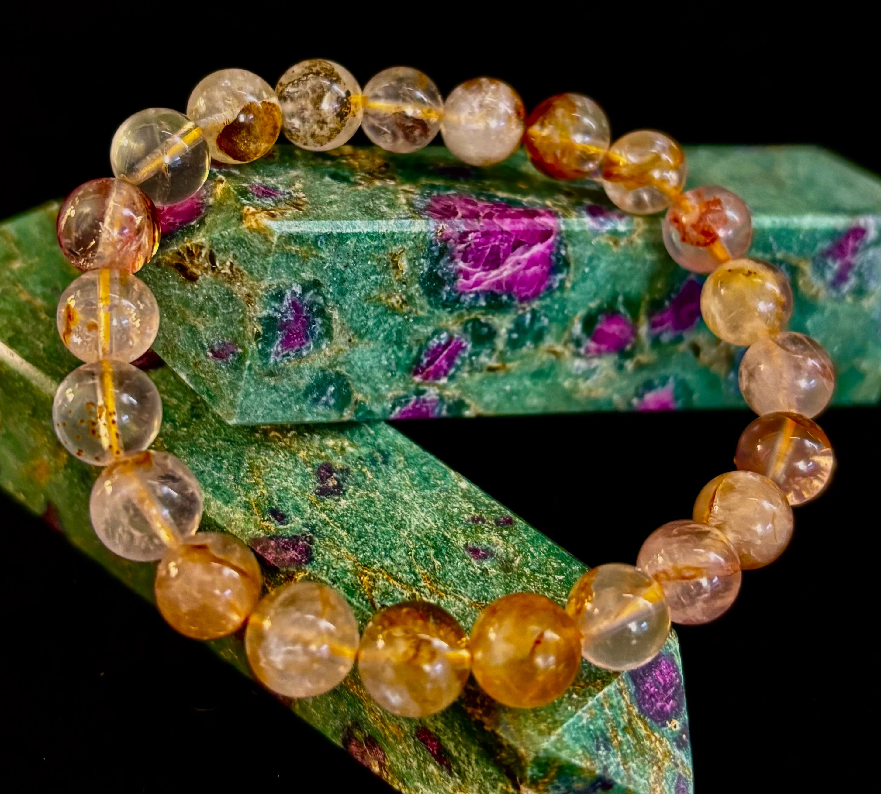 Golden Healer Quartz Bracelet – 8mm Natural Crystal (Small–Medium Wrist) | Energy Healing, Alignment & Manifestation | | Wiccan Center