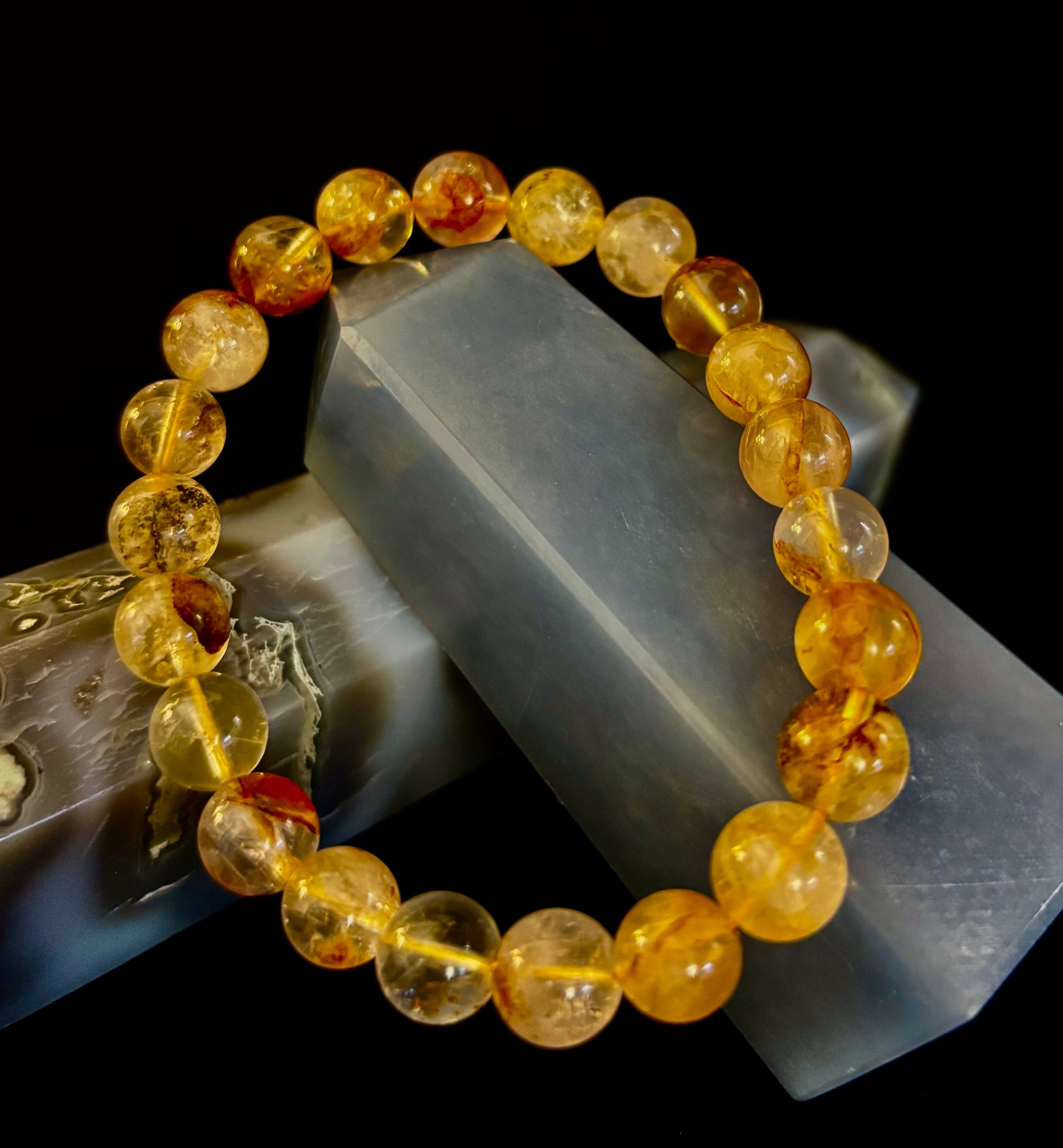 Golden Healer Quartz Bracelet – 8mm Natural Crystal (Small–Medium Wrist) | Energy Healing, Alignment & Manifestation | | Wiccan Center