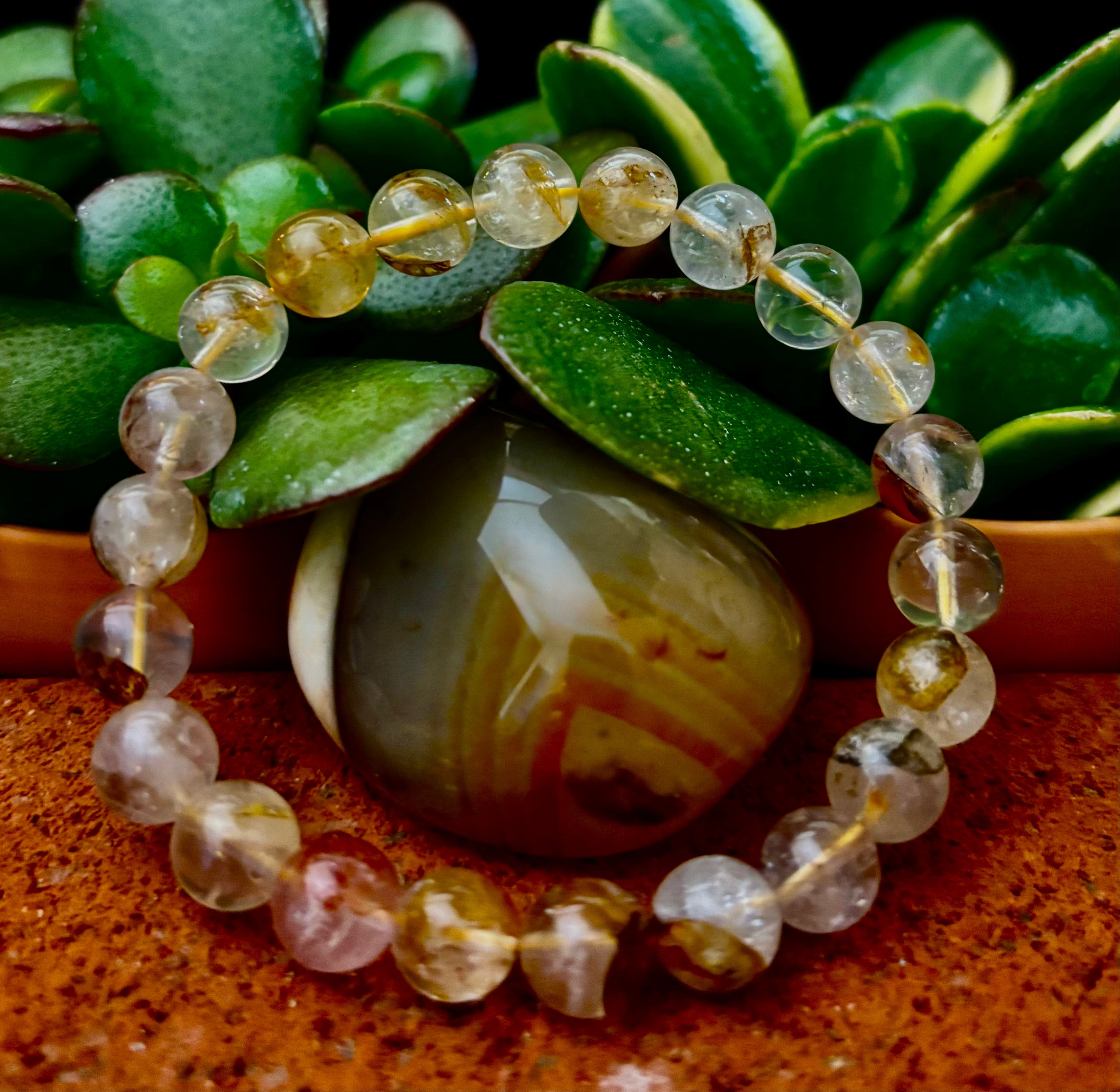 Golden Healer Quartz Bracelet – 8mm Natural Crystal (Small–Medium Wrist) | Energy Healing, Alignment & Manifestation | | Wiccan Center