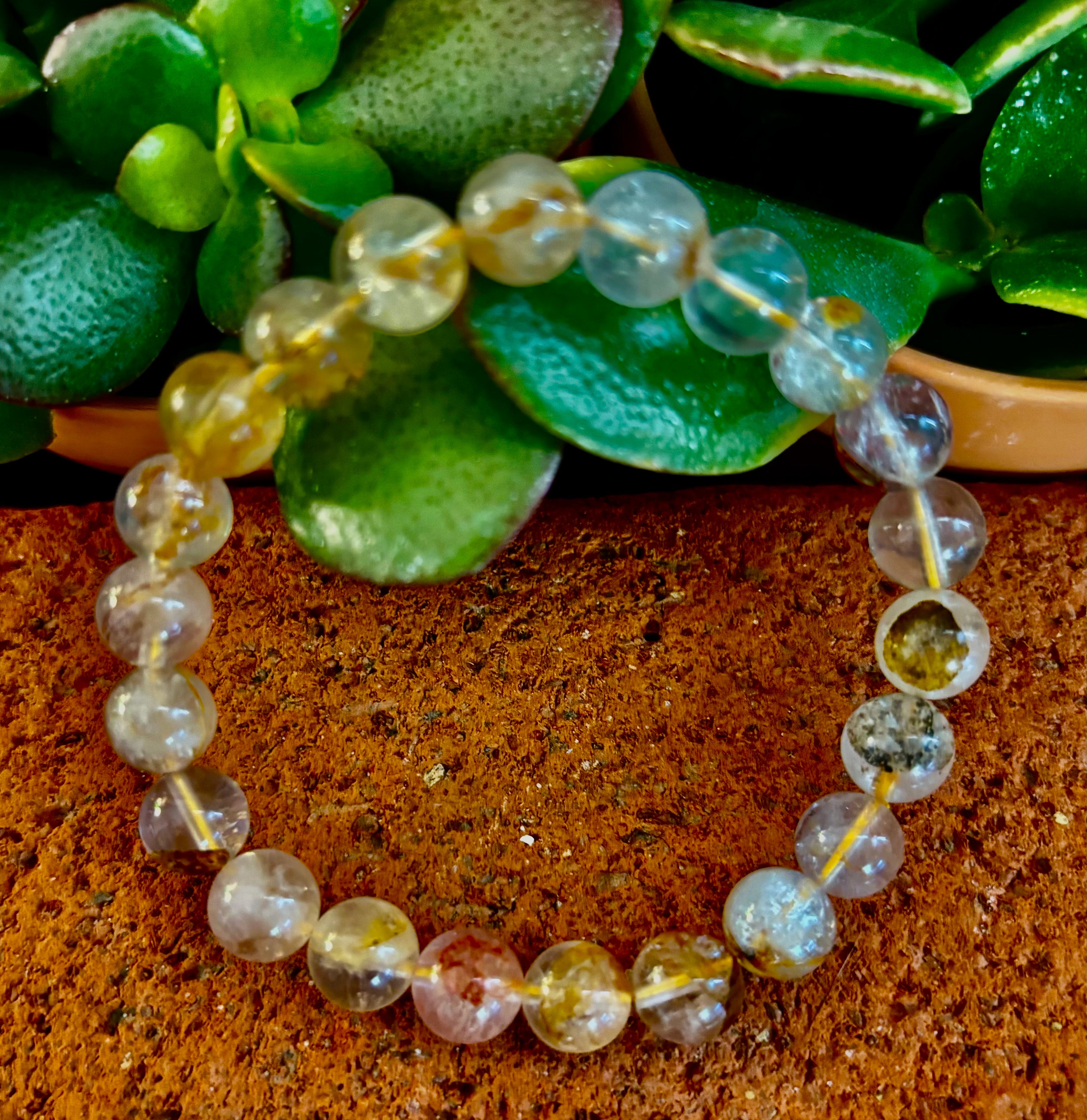 Golden Healer Quartz Bracelet – 8mm Natural Crystal (Small–Medium Wrist) | Energy Healing, Alignment & Manifestation | | Wiccan Center