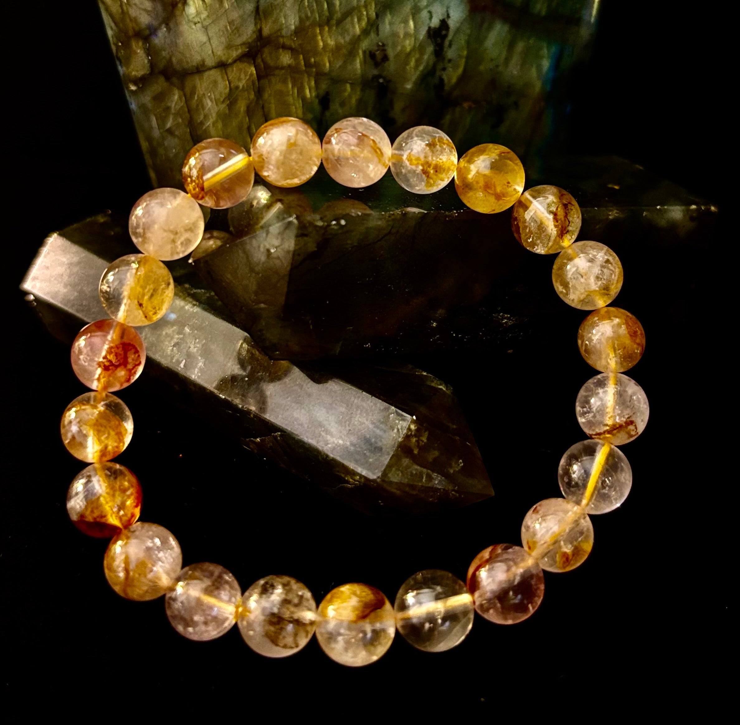 Golden Healer Quartz Bracelet – 8mm Natural Crystal (Small–Medium Wrist) | Energy Healing, Alignment & Manifestation | | Wiccan Center