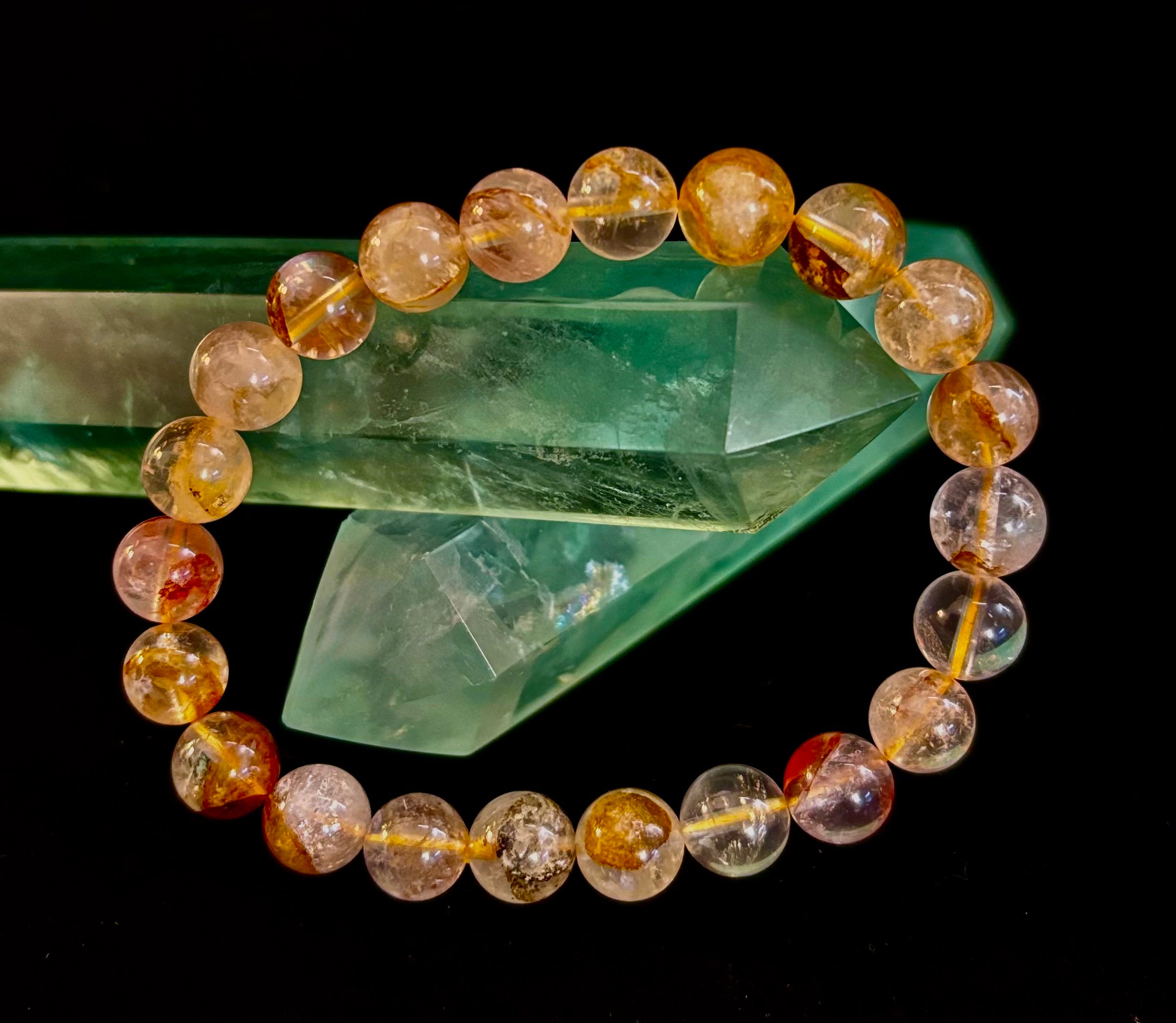 Golden Healer Quartz Bracelet – 8mm Natural Crystal (Small–Medium Wrist) | Energy Healing, Alignment & Manifestation | | Wiccan Center