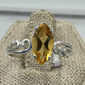 Sterling Silver Marquise Citrine Scroll Band Ring – Size 10 – Abundance, Confidence & Flow | Rings | Wiccan Center