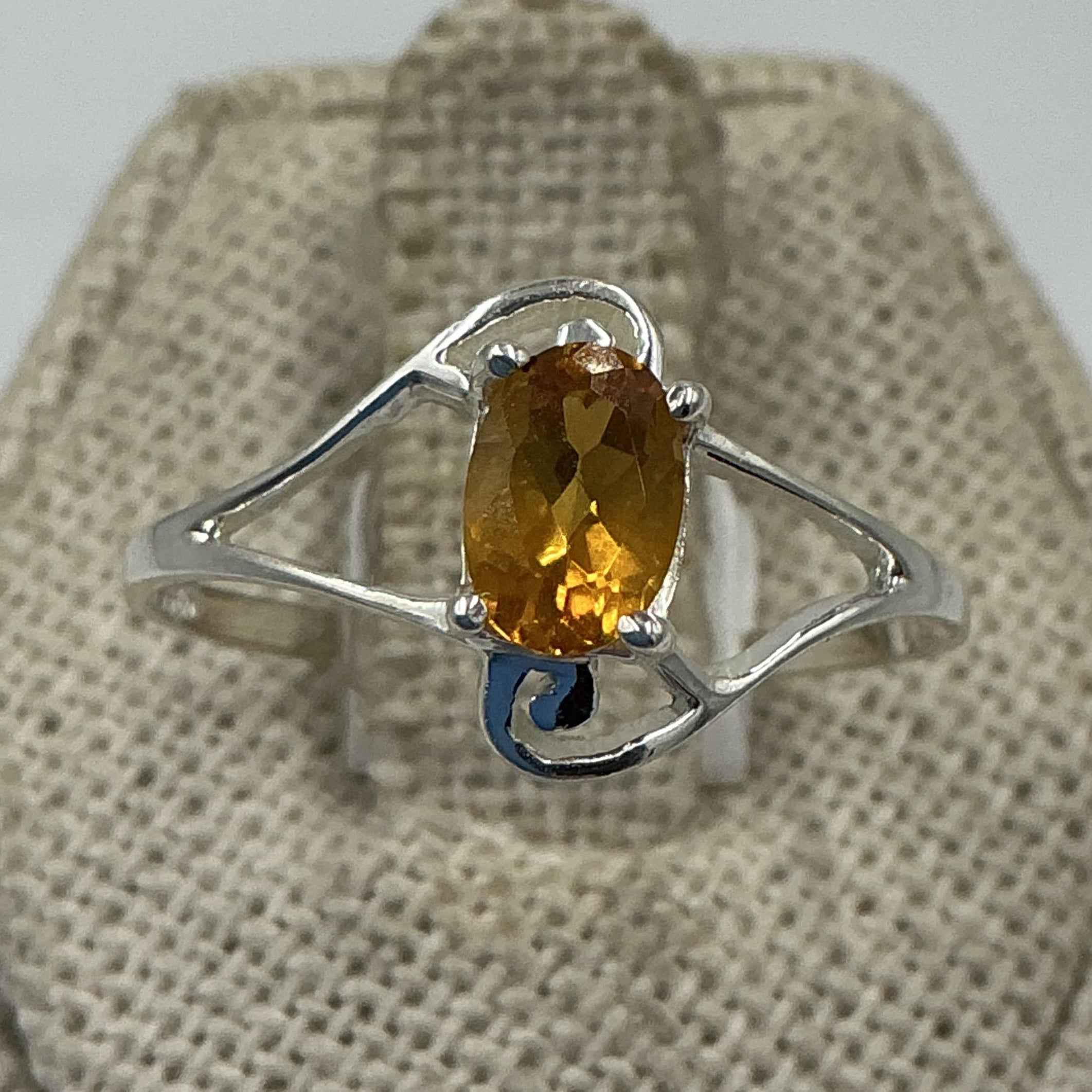 Sterling Silver Oval Citrine Swirl Accent Ring – Size 10 – Abundance, Love & Joy | Rings | Wiccan Center