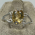 Sterling Silver Oval Citrine Heart Frame Ring – Size 10 – Abundance, Love & Emotional Balance | Rings | Wiccan Center