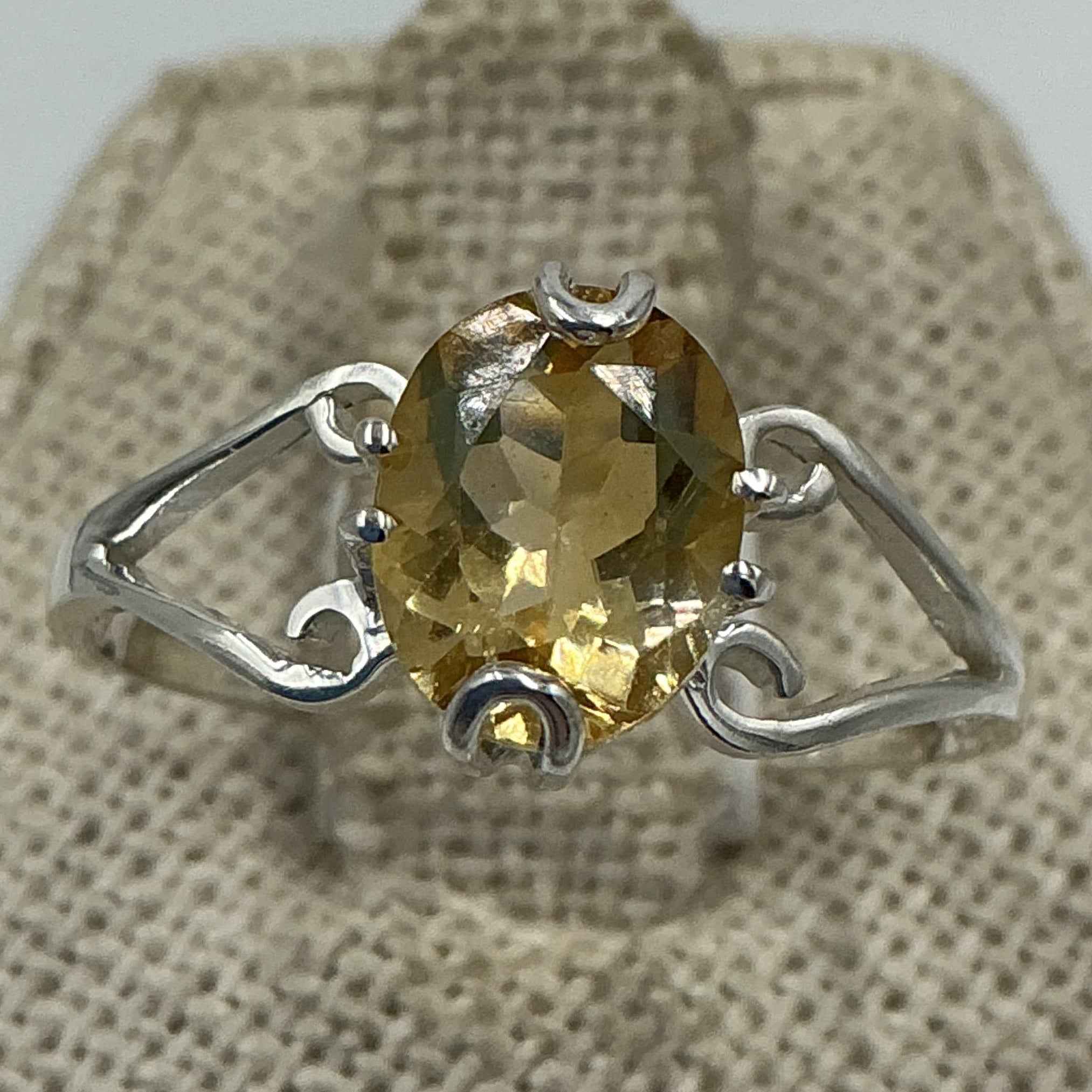Sterling Silver Oval Citrine Heart Frame Ring – Size 10 – Abundance, Love & Emotional Balance | Rings | Wiccan Center
