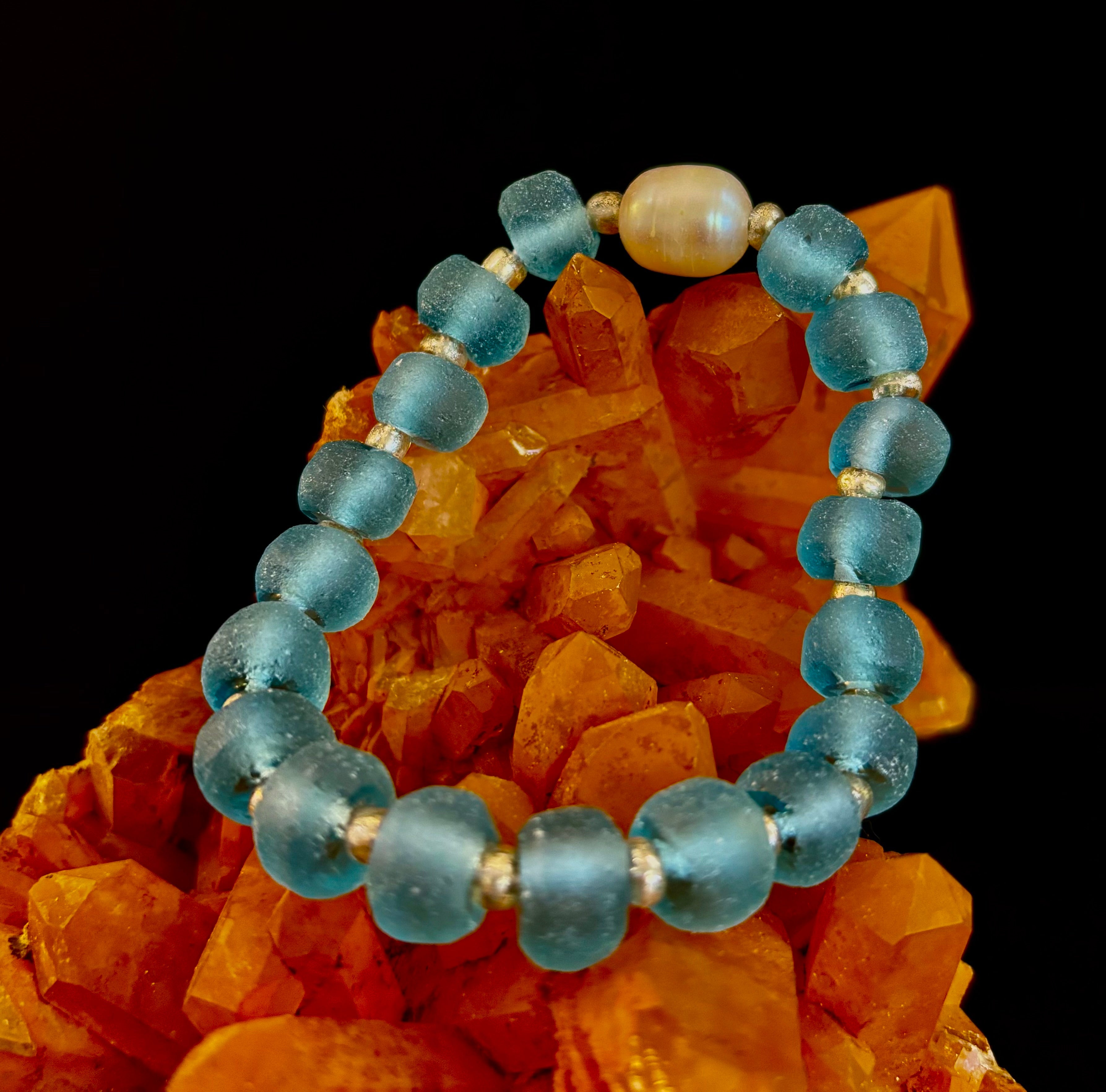 Ocean Aura Sea Glass & Pearl Bracelet 🌊✨ | | Wiccan Center
