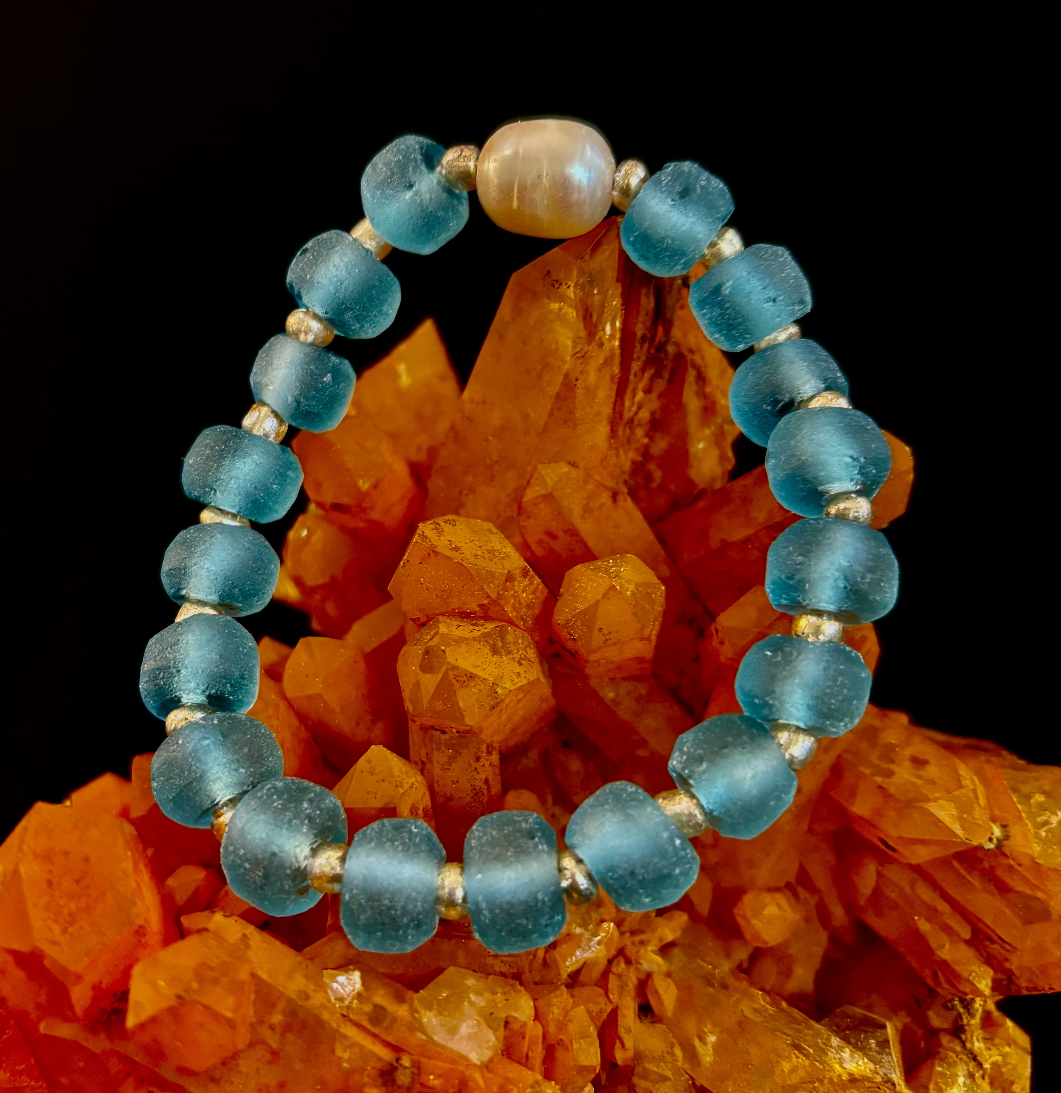 Ocean Aura Sea Glass & Pearl Bracelet 🌊✨ | | Wiccan Center