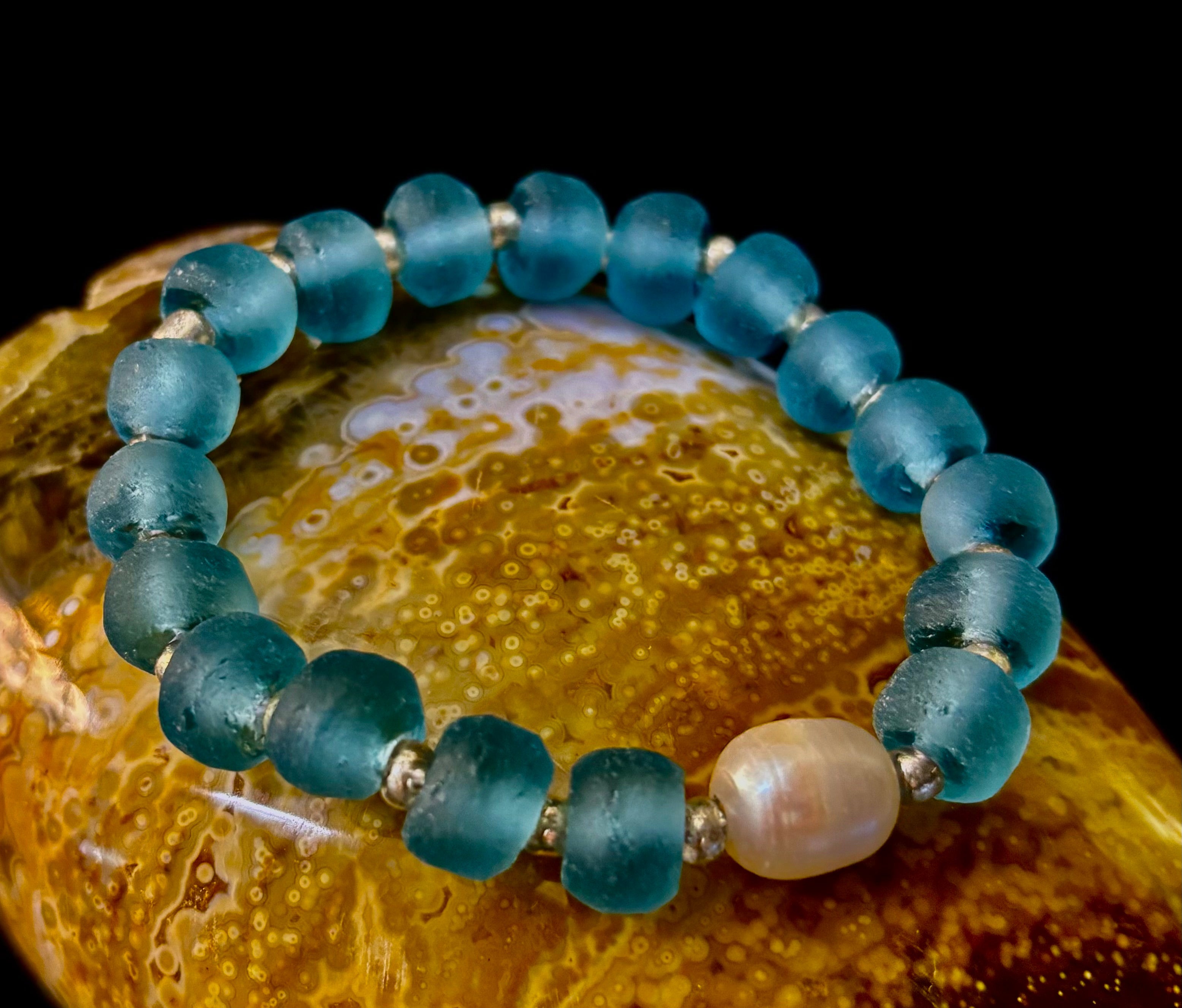 Ocean Aura Sea Glass & Pearl Bracelet 🌊✨ | | Wiccan Center